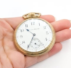 Art Deco Hampton Watch Co. Sicherheitstrieb Goldplatte Taschenuhr 48mm