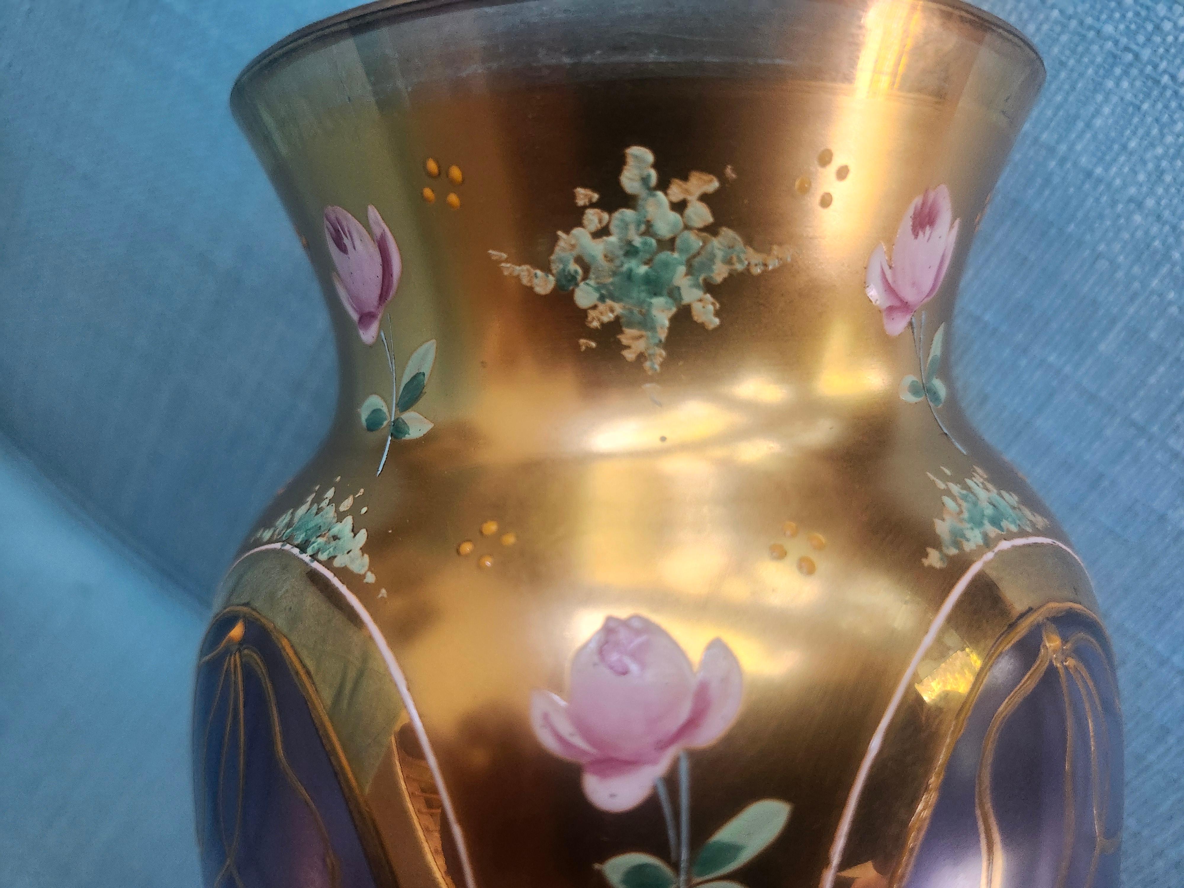 Vase Art Déco en verre soufflé tchèque Bohème en vente 1