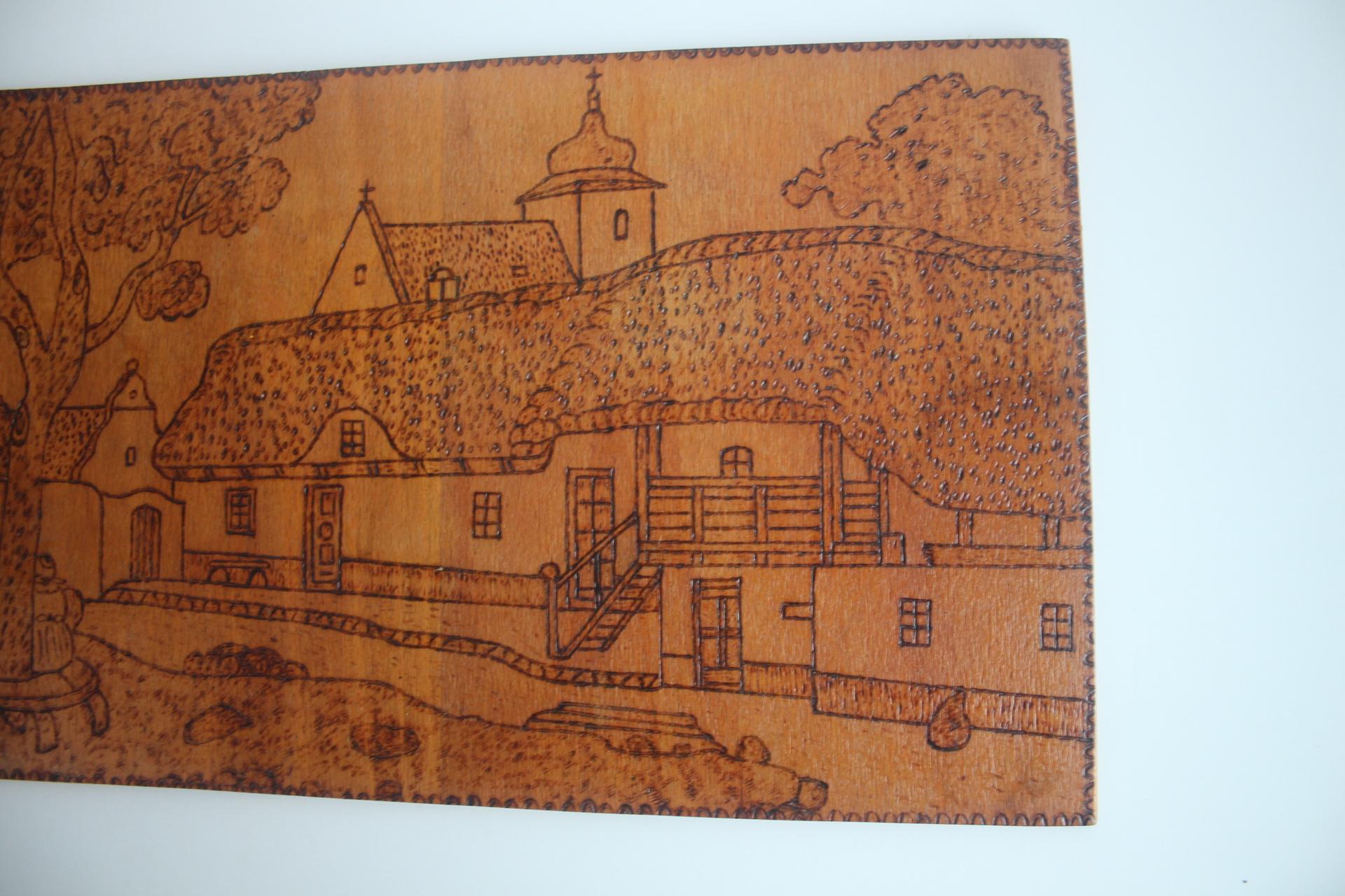 Art déco Gravure sur bois brûlé à la main, pyrogravure, circa 1920. en vente