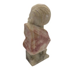 Art Deco Hand Carved Female Flapper Girl Alabaster Bust, Unsigned