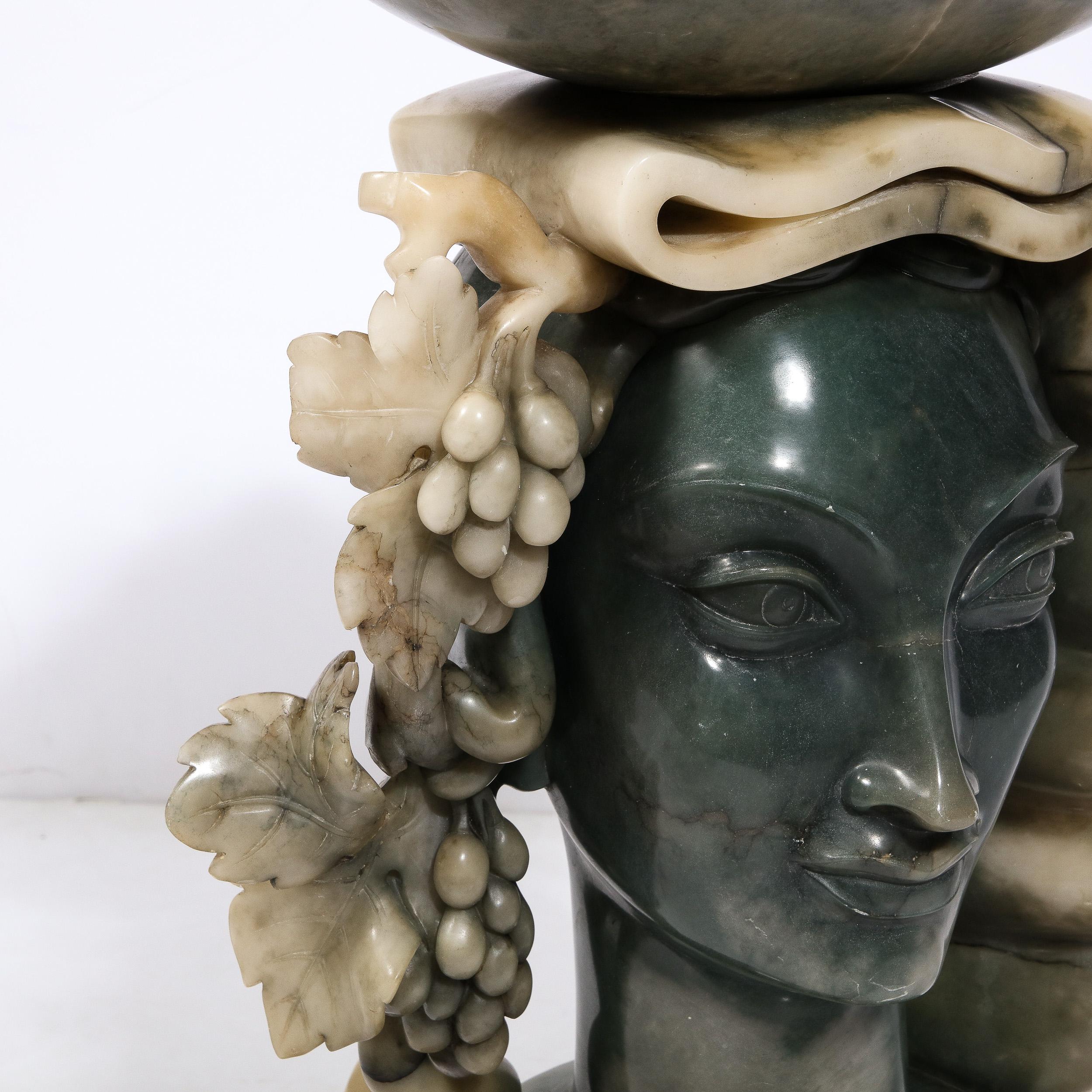 Art Deco Hand-Carved Goddess Demeter in Exotic Green Alabaster signed P Costagli 13