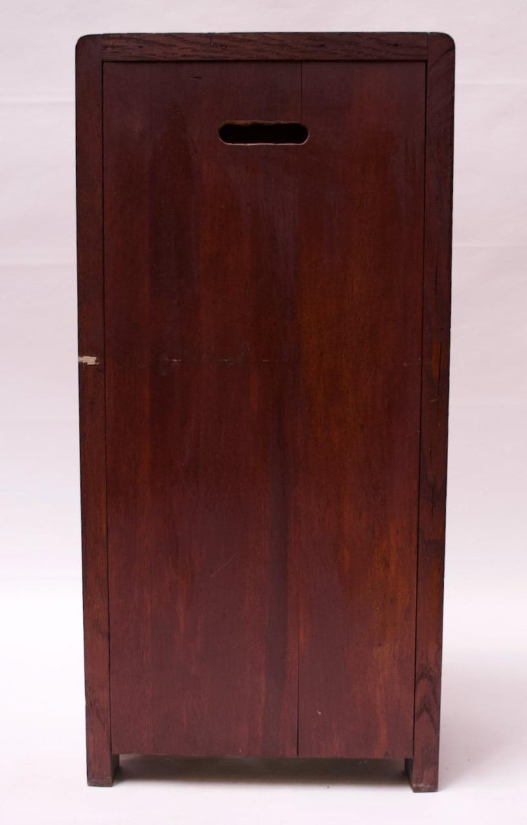 Art Deco Hand Carved Mahogany Three-Drawer Jewelry Chest / Storage Compartment For Sale 2