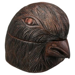 Tête d'oiseau de cave figurative Art déco en bois sculpté à la main, vers les années 1930