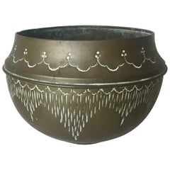 Antique Art Deco Handcrafted Decorative Copper Pot or Bowl