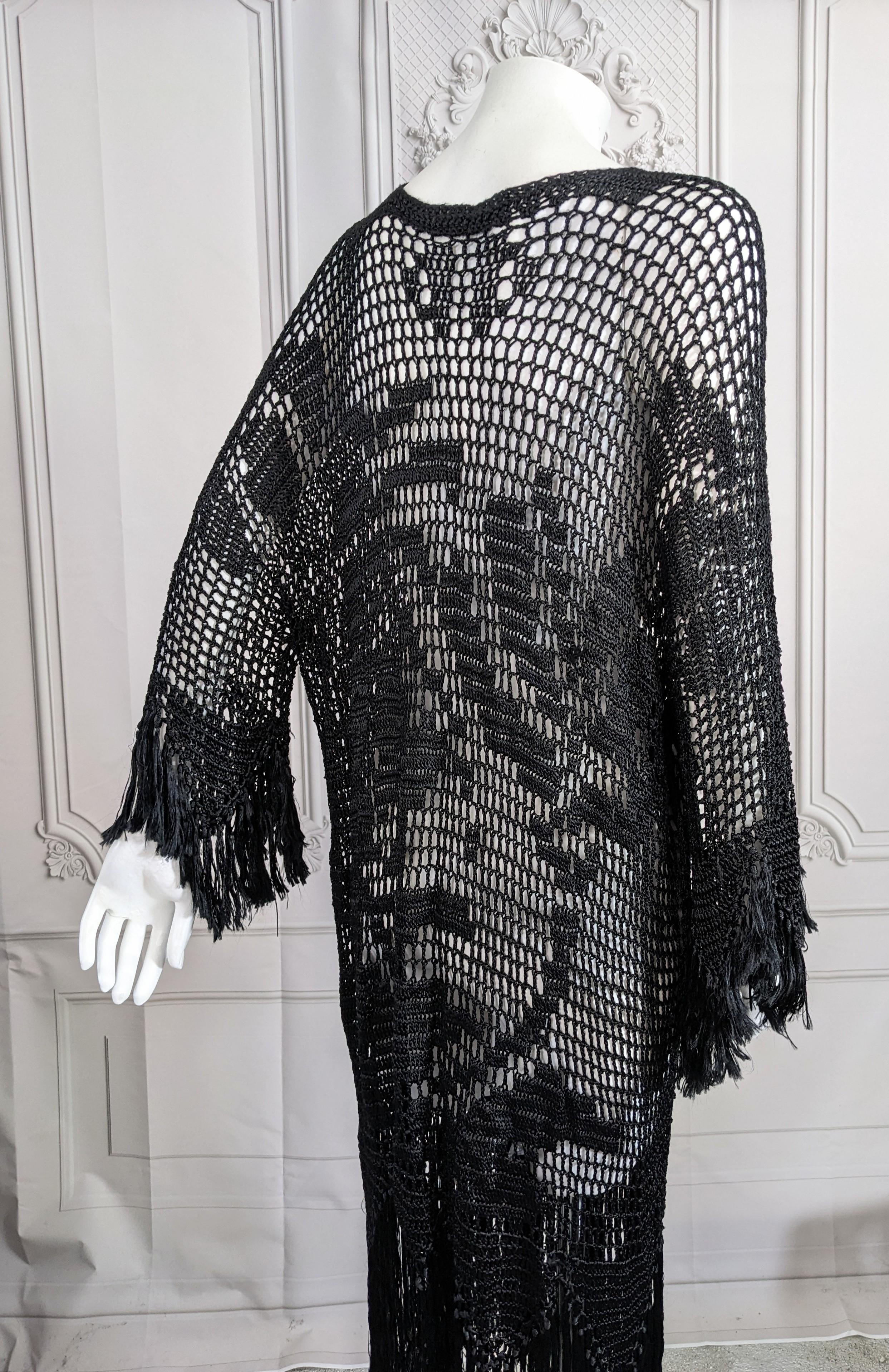 Art Deco Hand Crochet Fringed Dress For Sale 6