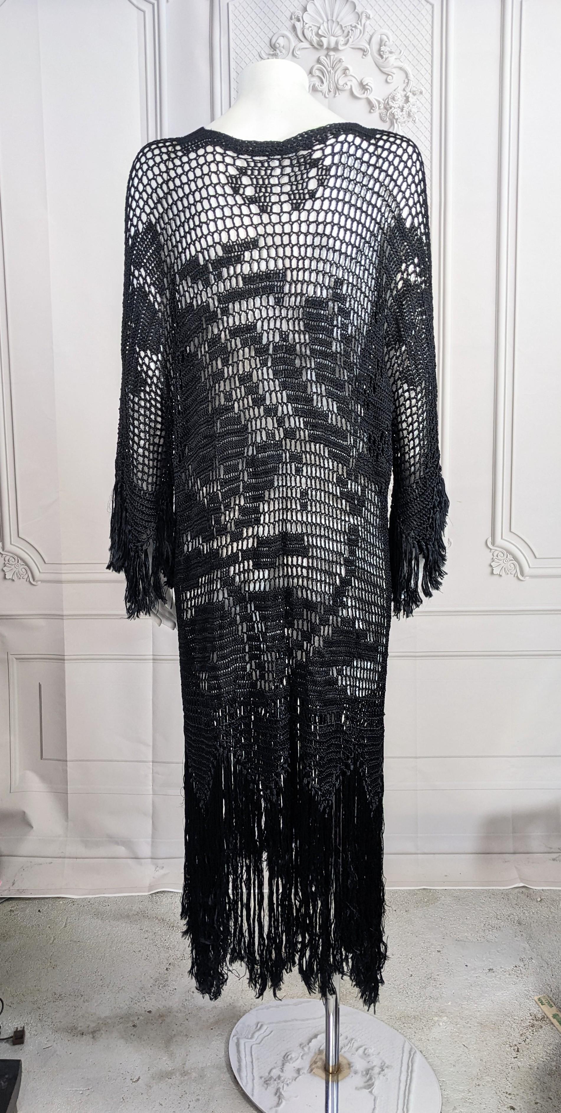 Art Deco Hand Crochet Fringed Dress For Sale 7