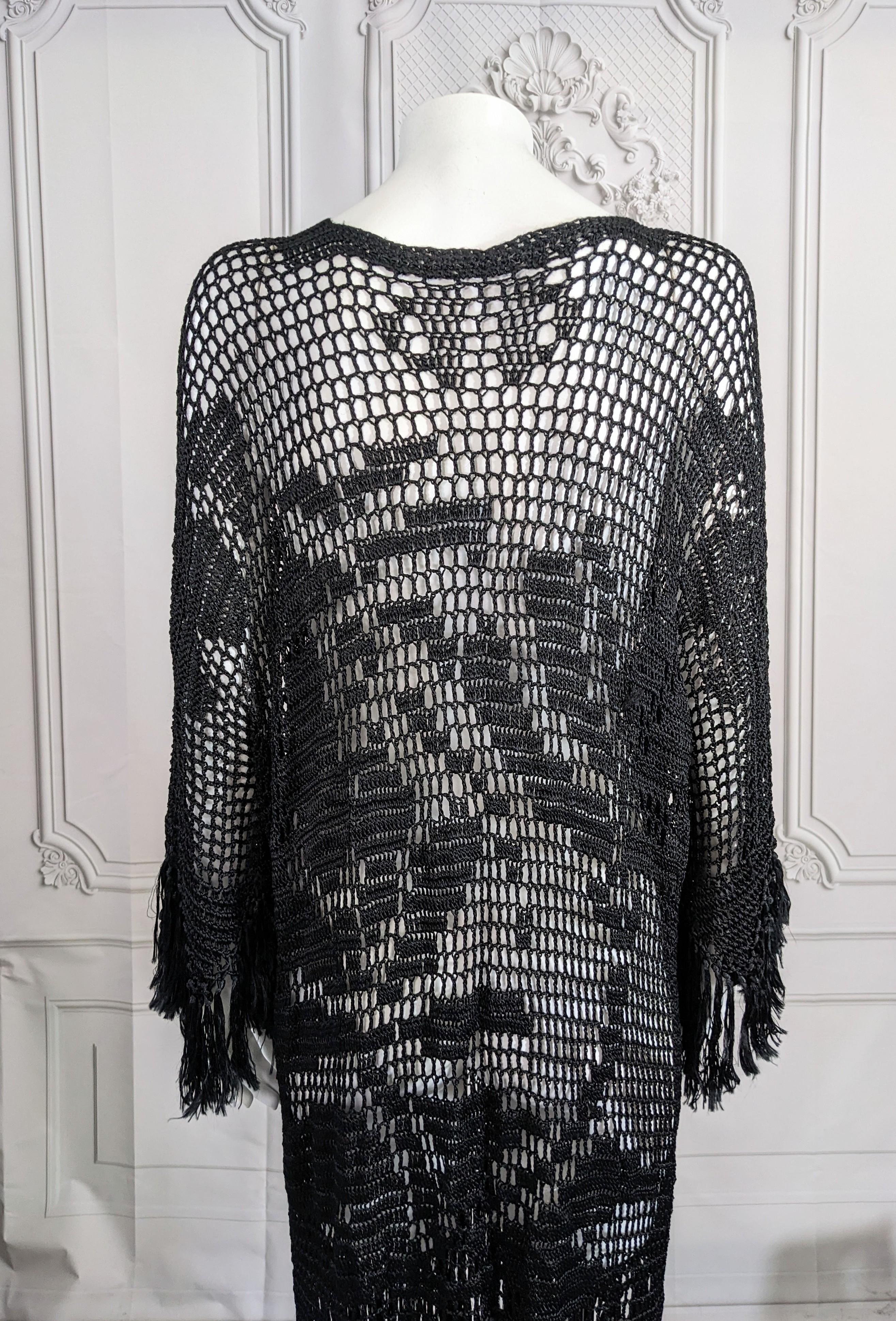 Art Deco Hand Crochet Fringed Dress For Sale 8