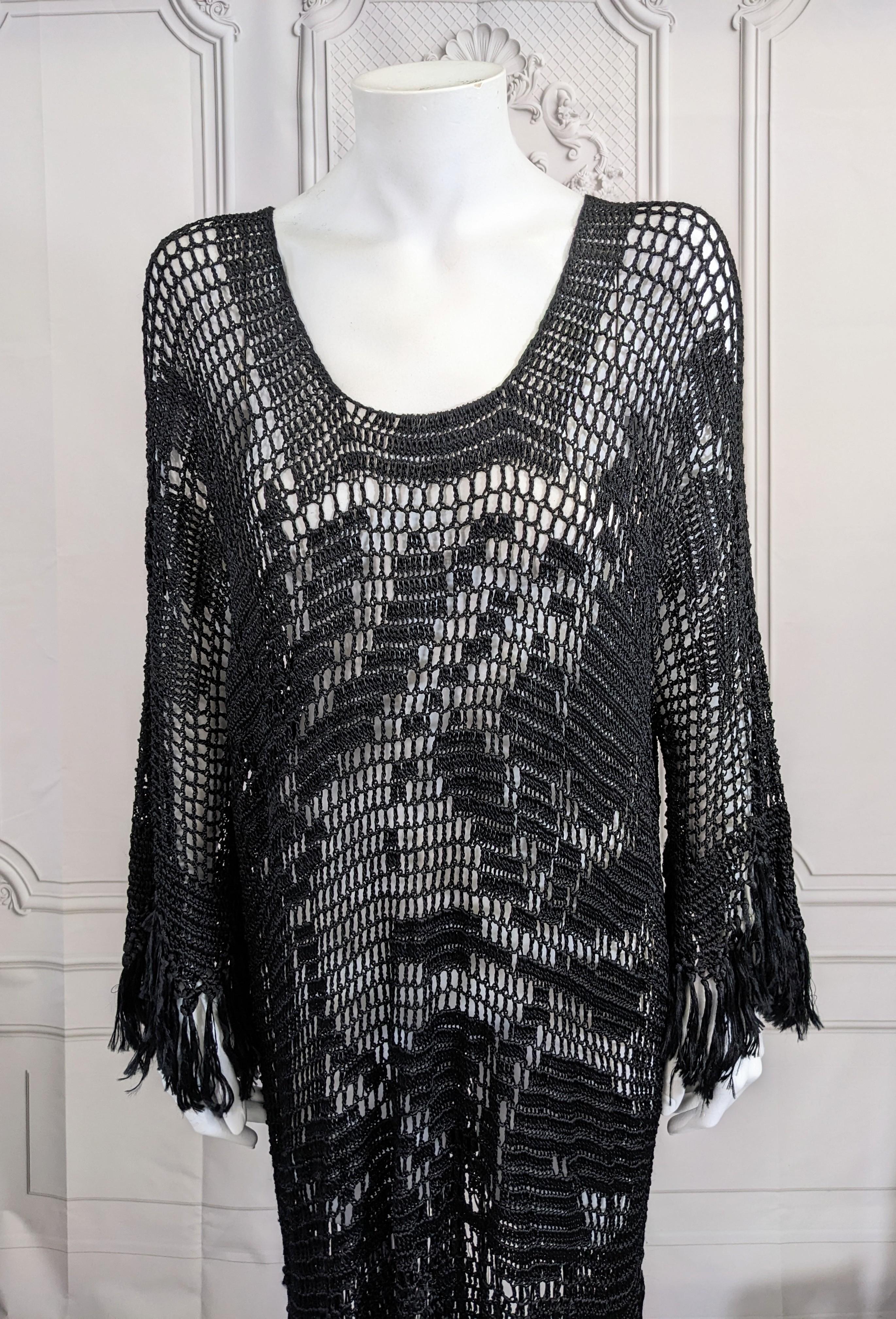 Art Deco Hand Crochet Fringed Dress For Sale 1