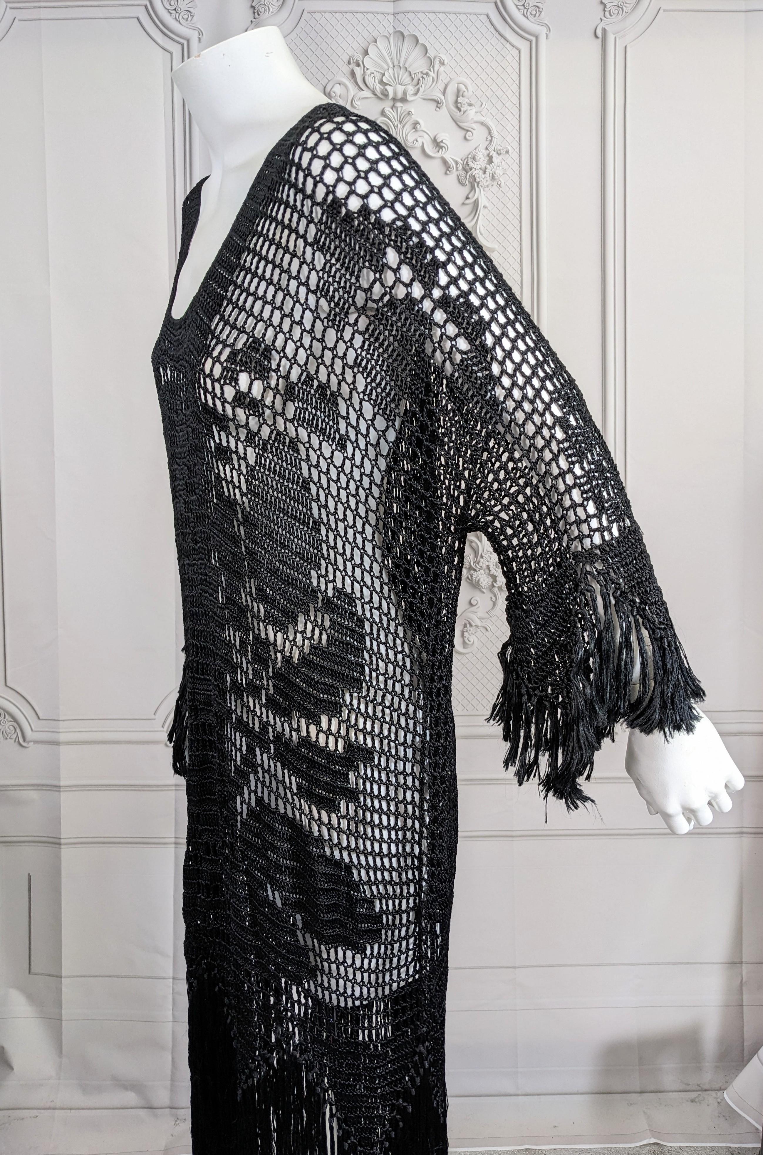 Art Deco Hand Crochet Fringed Dress For Sale 3