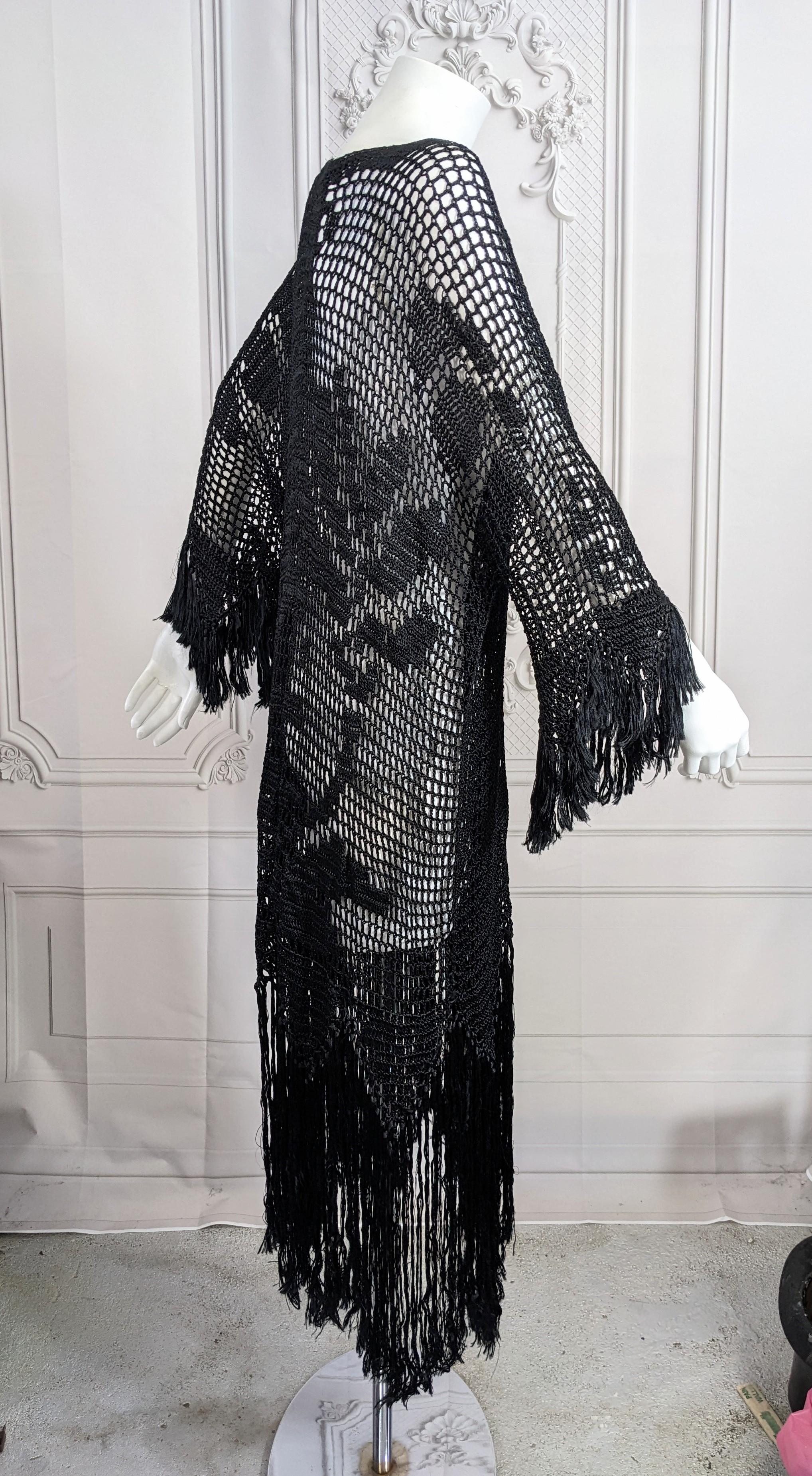 Art Deco Hand Crochet Fringed Dress For Sale 4