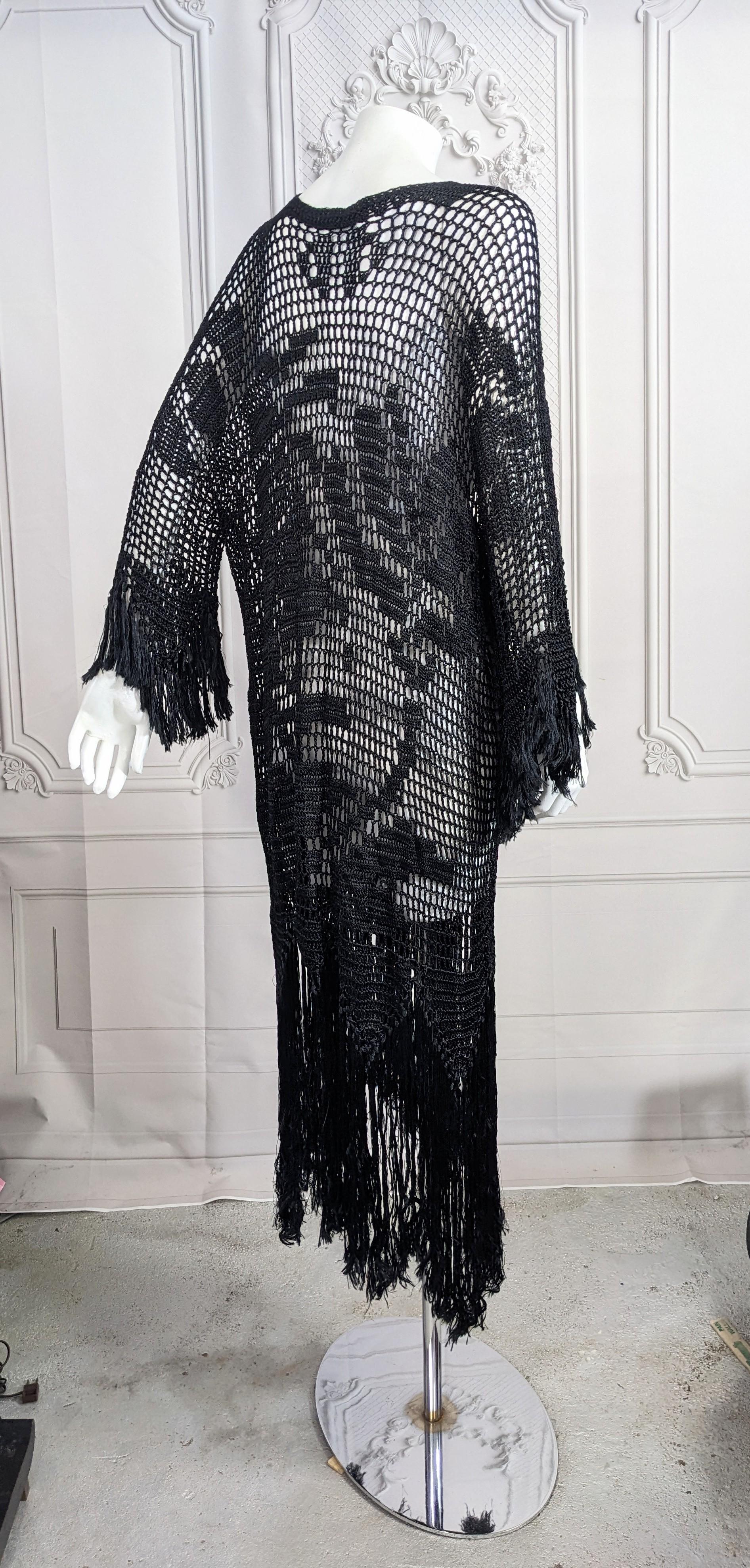 Art Deco Hand Crochet Fringed Dress For Sale 5