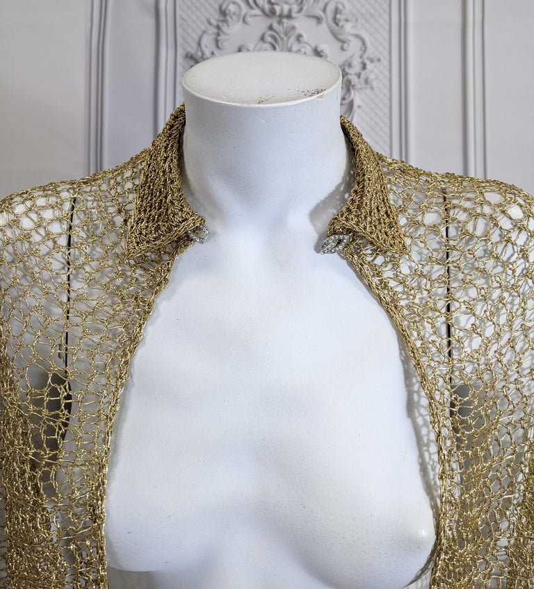 Art Deco Hand Crochet Gold Yarn Capelet For Sale at 1stDibs