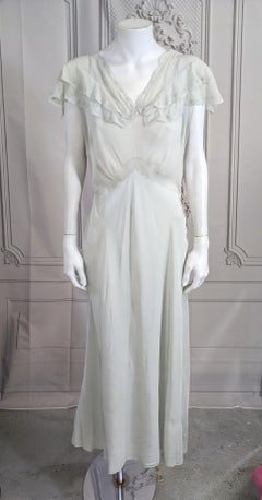Art Deco Hand Embroidered Silk Chiffon and Crepe Slip Dress