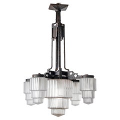 Art Deco Hand-forged Iron Skyscraper Chandelier