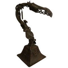 Art Deco Hand Forged Wrought Iron Desk / Table Lamp, France, 1920