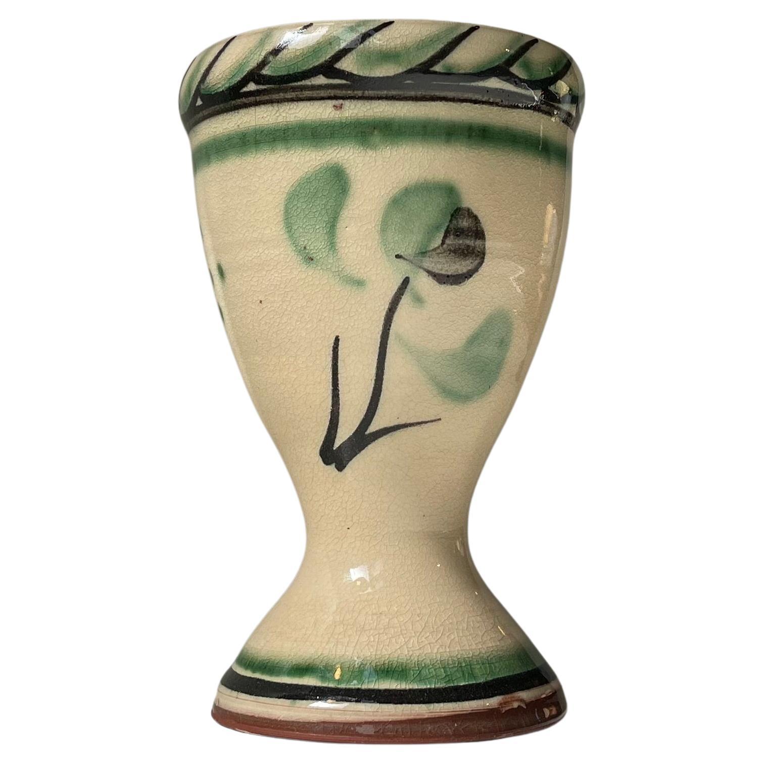 Vase ou jardinière Art déco en terre cuite vernissée à la main, signé
