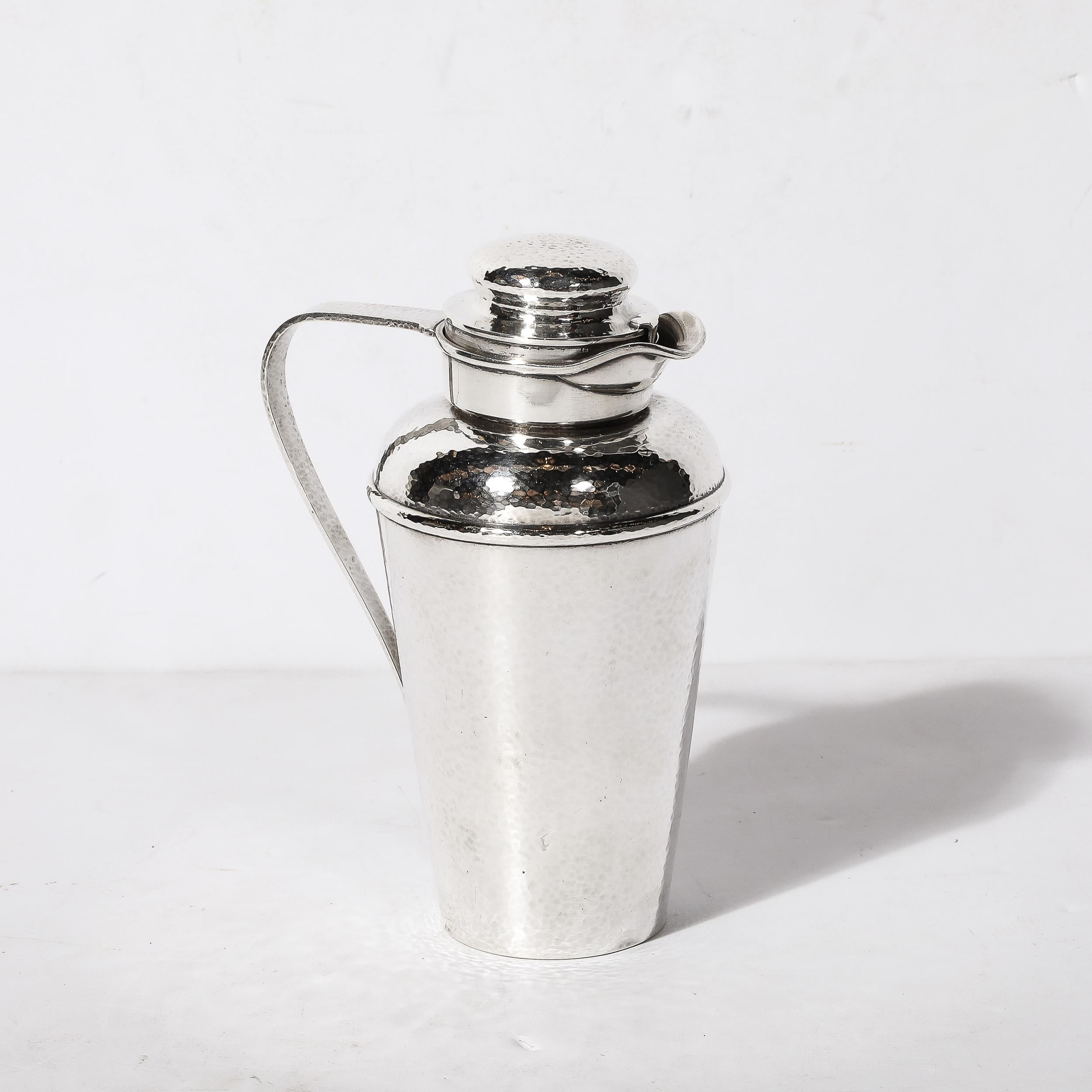 Art Deco Hand-Hammered Sterling Silver Cocktail Shaker by Gorham In Excellent Condition For Sale In New York, NY
