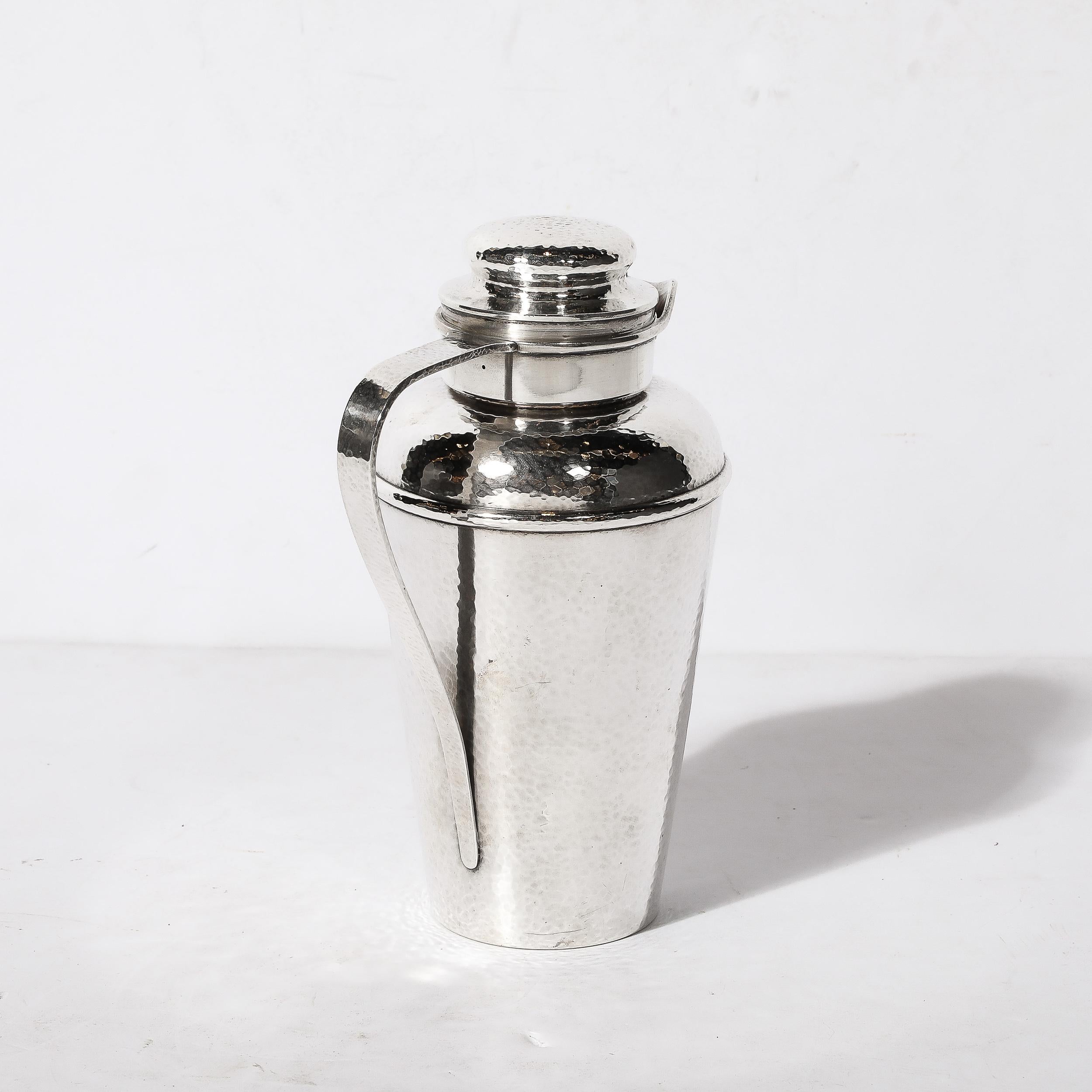 Early 20th Century Art Deco Hand-Hammered Sterling Silver Cocktail Shaker by Gorham For Sale