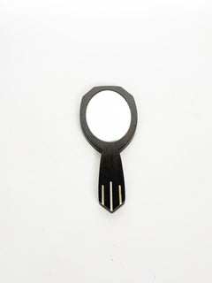 Art Deco Hand Mirror with Bakelite Inlay, France, 1930s