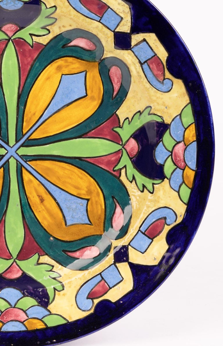 Art Deco Hand Painted Abstract Leaf Design Plate Attributed to ...