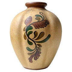 Art Deco Hand-Painted Earthenware Gourd Vase by Knabstrup Denmark