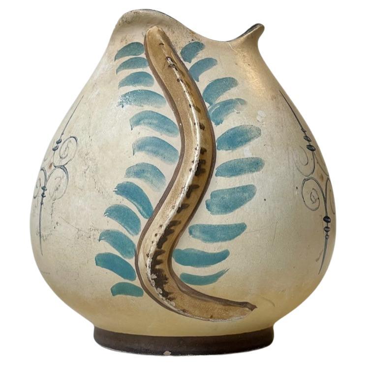 Art Deco Hand Painted Earthenware Vase with Worms, 1920s For Sale