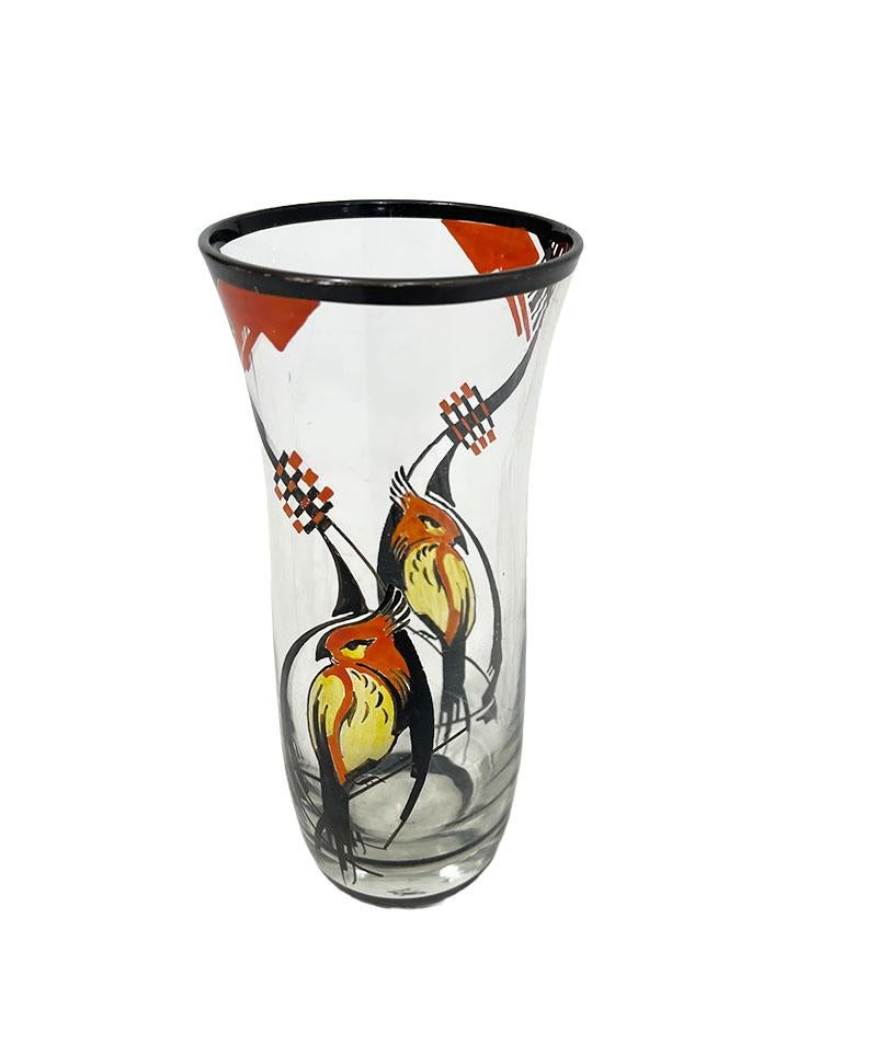 20th Century Art Deco Hand Painted Enamel-Paint Vase by A.J. Van Kooten For Sale