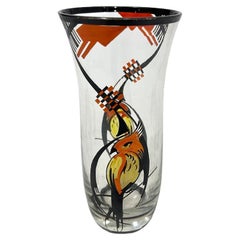 Art Deco Hand Painted Enamel-Paint Vase by A.J. Van Kooten