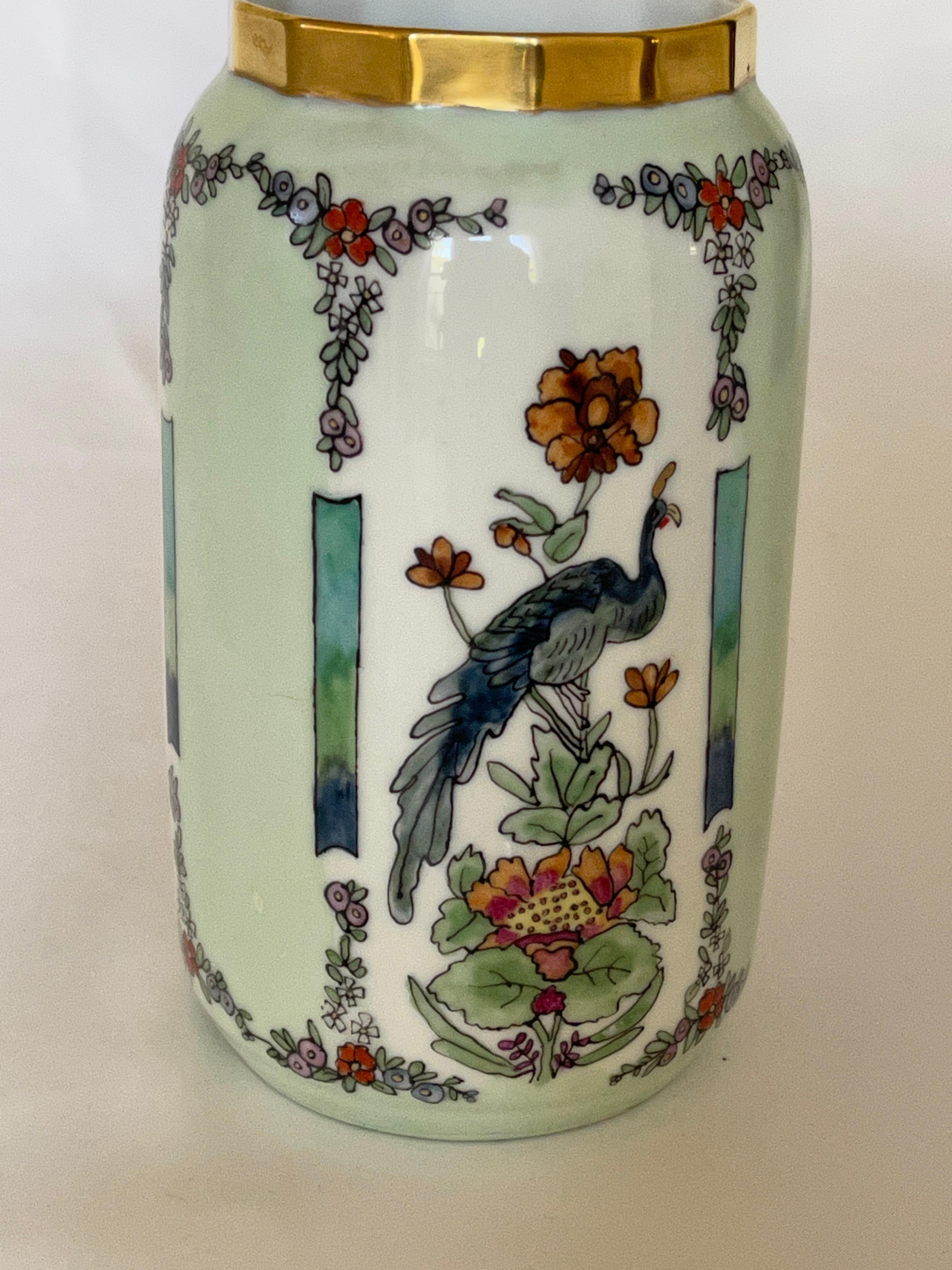 Art Nouveau Art Deco Hand Painted Enameled Porcelain Vase Schonwald Bavaria For Sale