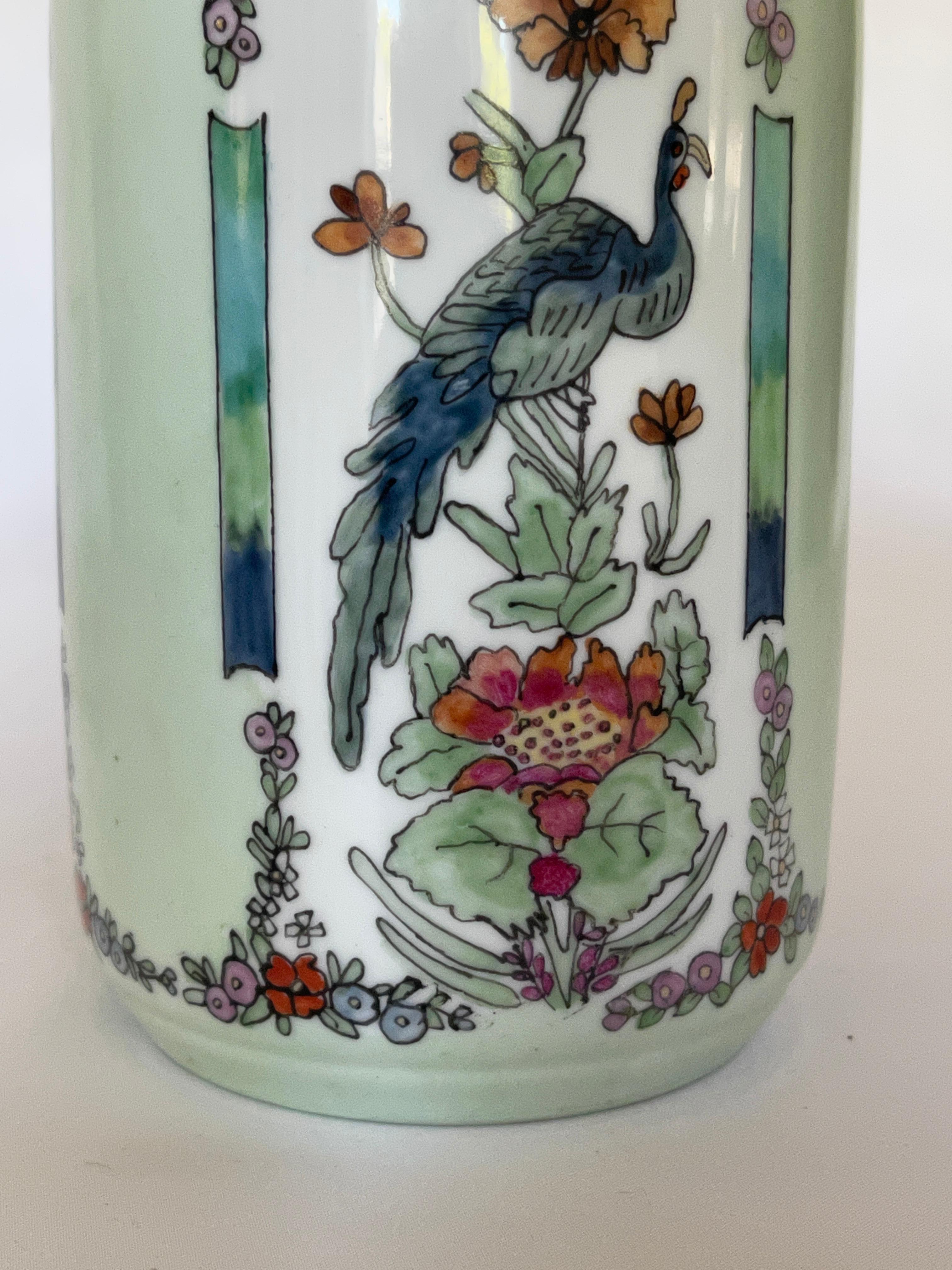 Art Deco Hand Painted Enameled Porcelain Vase Schonwald Bavaria In Good Condition For Sale In New York, NY
