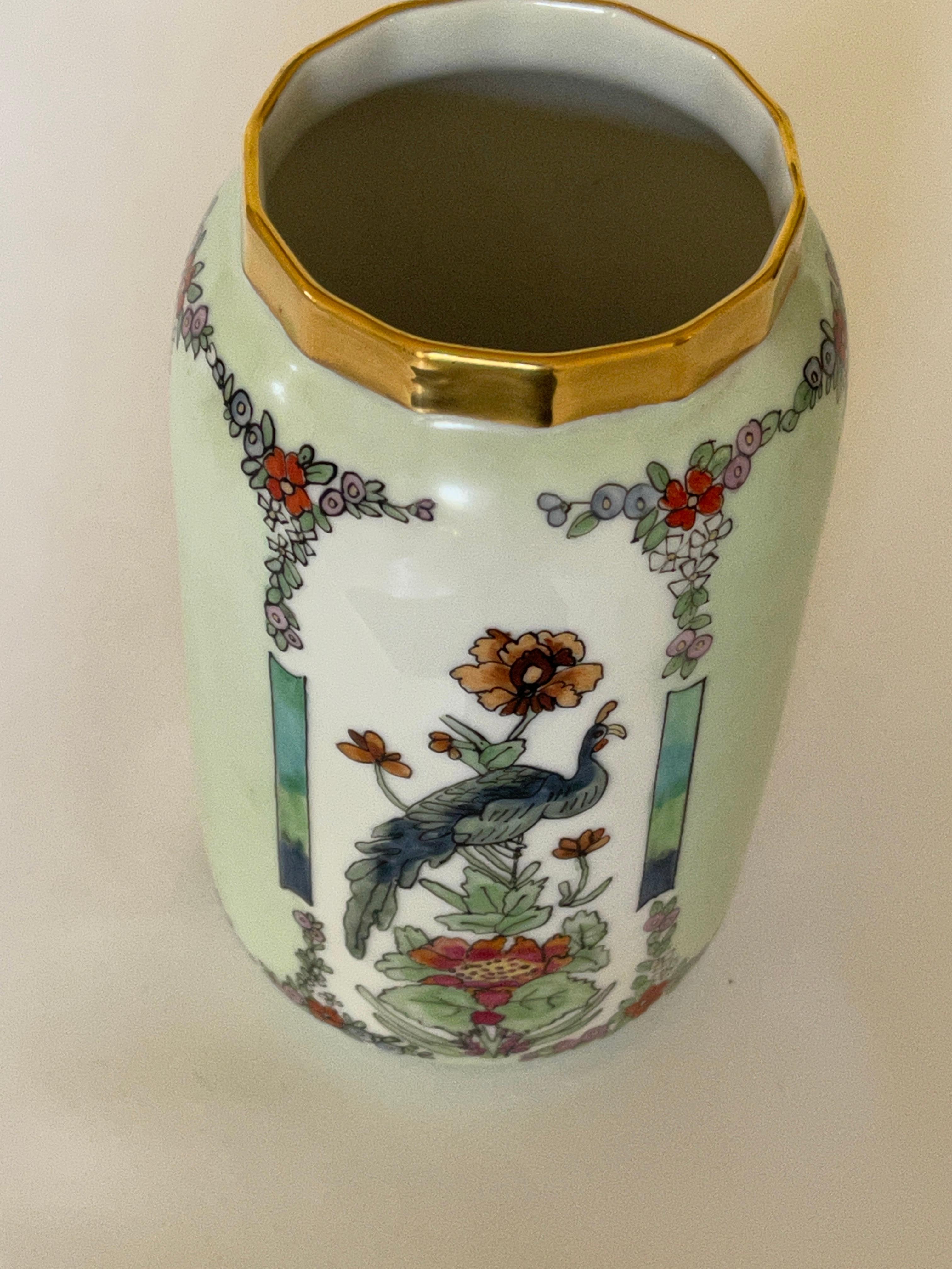 20th Century Art Deco Hand Painted Enameled Porcelain Vase Schonwald Bavaria For Sale