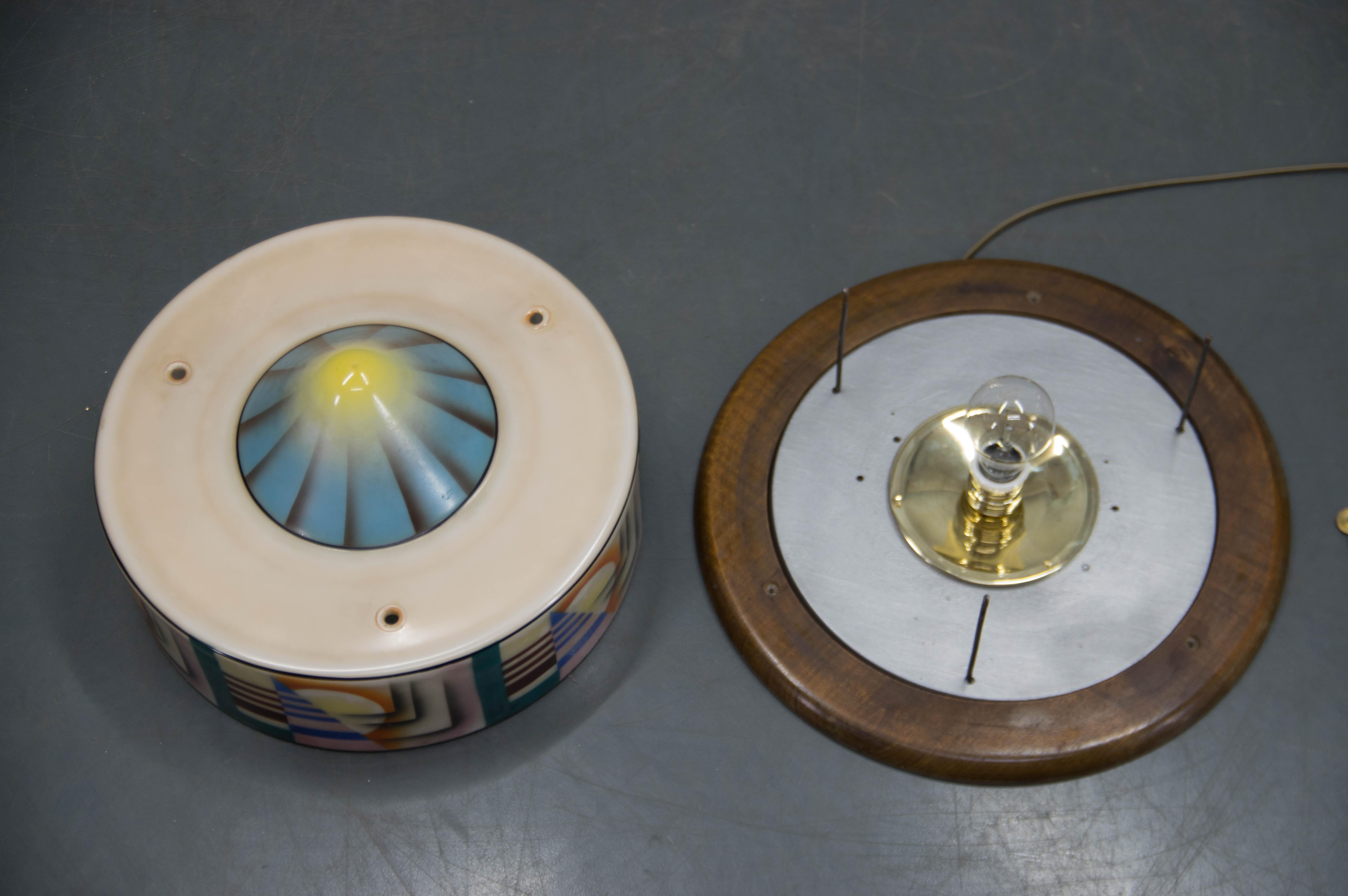 Art Deco, montatura ad incasso in vetro dipinto a mano, anni '20 in vendita 3