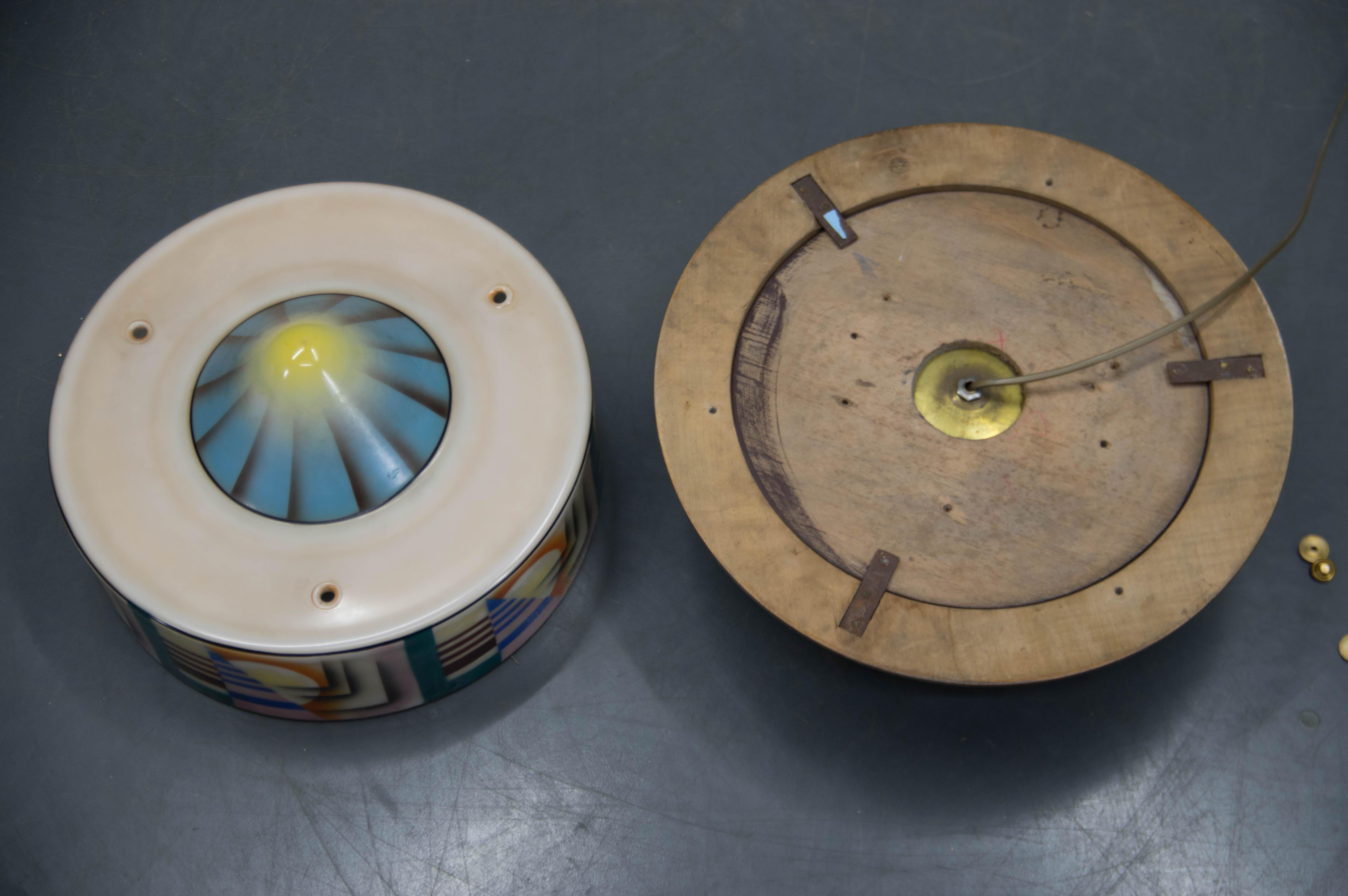 Art Deco, montatura ad incasso in vetro dipinto a mano, anni '20 in vendita 4