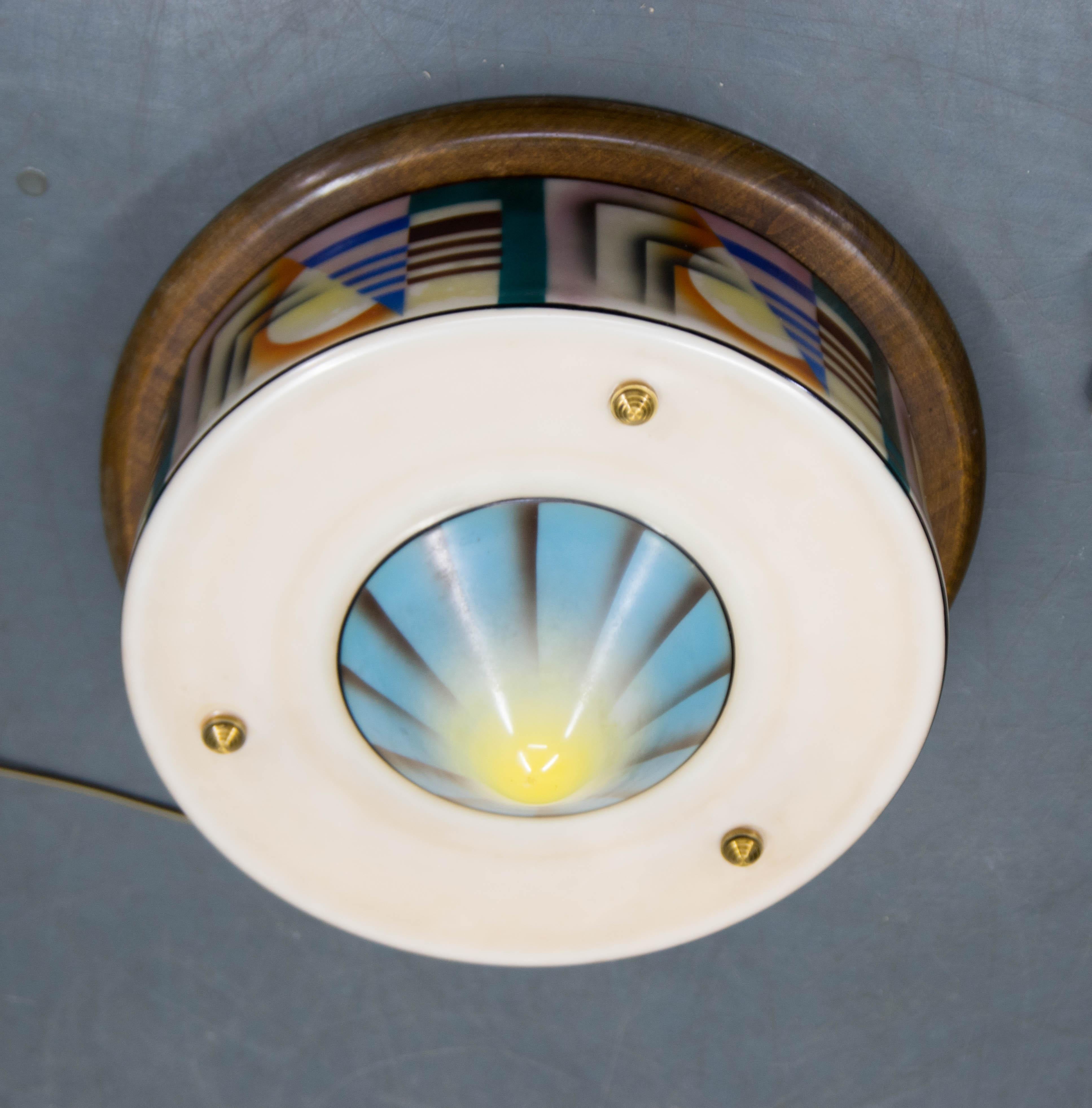 Art Deco, montatura ad incasso in vetro dipinto a mano, anni '20 in vendita 2