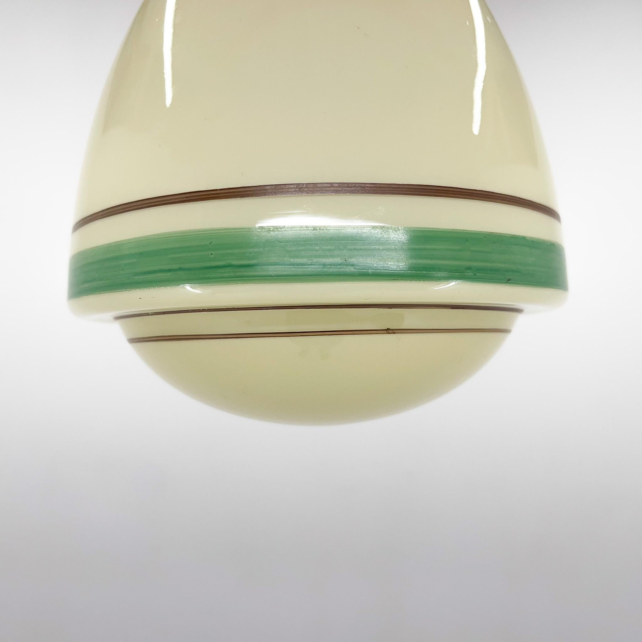 Art Deco Hand Painted Glass Pendant Light, 1930s 1