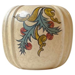Art Deco Hand-Painted Knabstrup Earthenware Vase with Flowers, 1930s