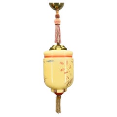 Art Deco Hand Painted Pendant Light, Germany 1920's