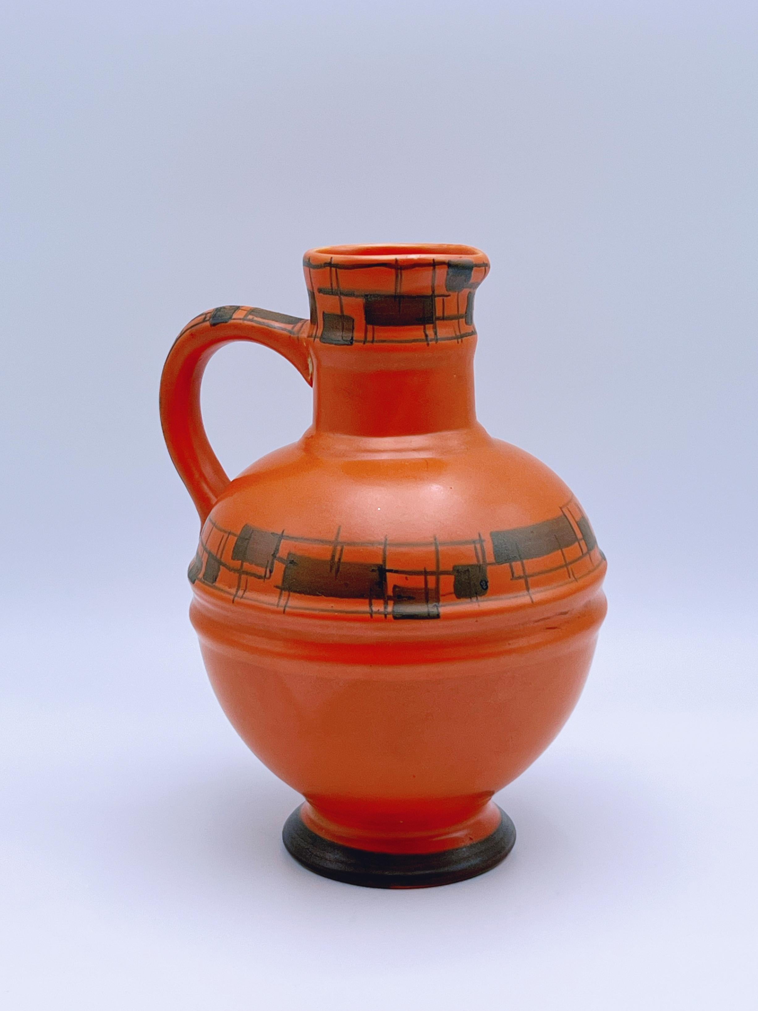 Vase pichet peint à la main par Egersund Faience, Norvège, années 1930 Bon état - En vente à Skien, NO