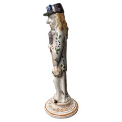 Art Deco Hand-Painted Porcelain Candlesticks by Desvres, France, 1930