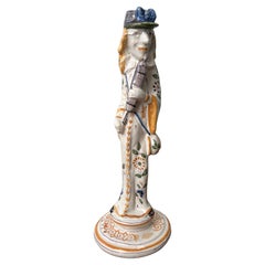 Art Deco Hand-Painted Porcelain Candlesticks by Desvres, France, 1930