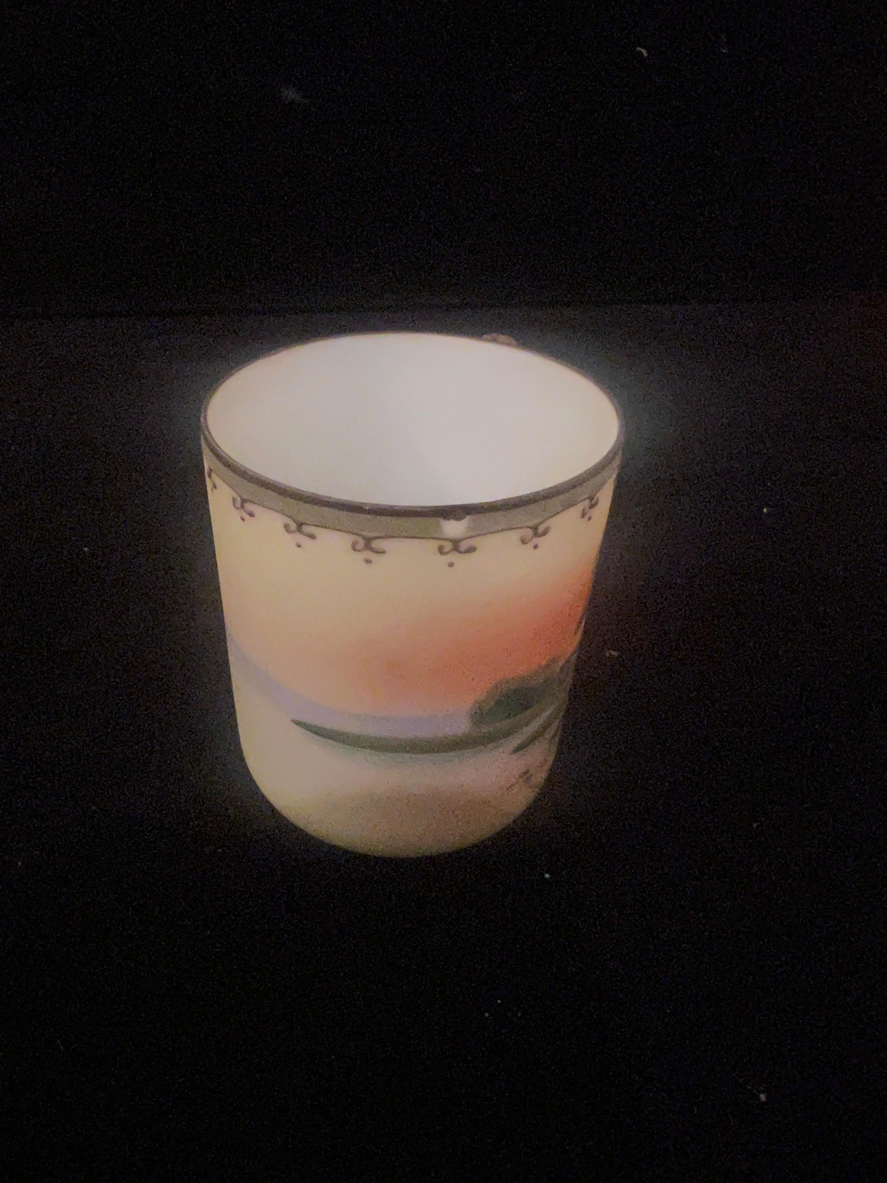 art Deco hand Painted Porcelain Set of Tea Cups & Saucers by Nippon Japan For Sale 2