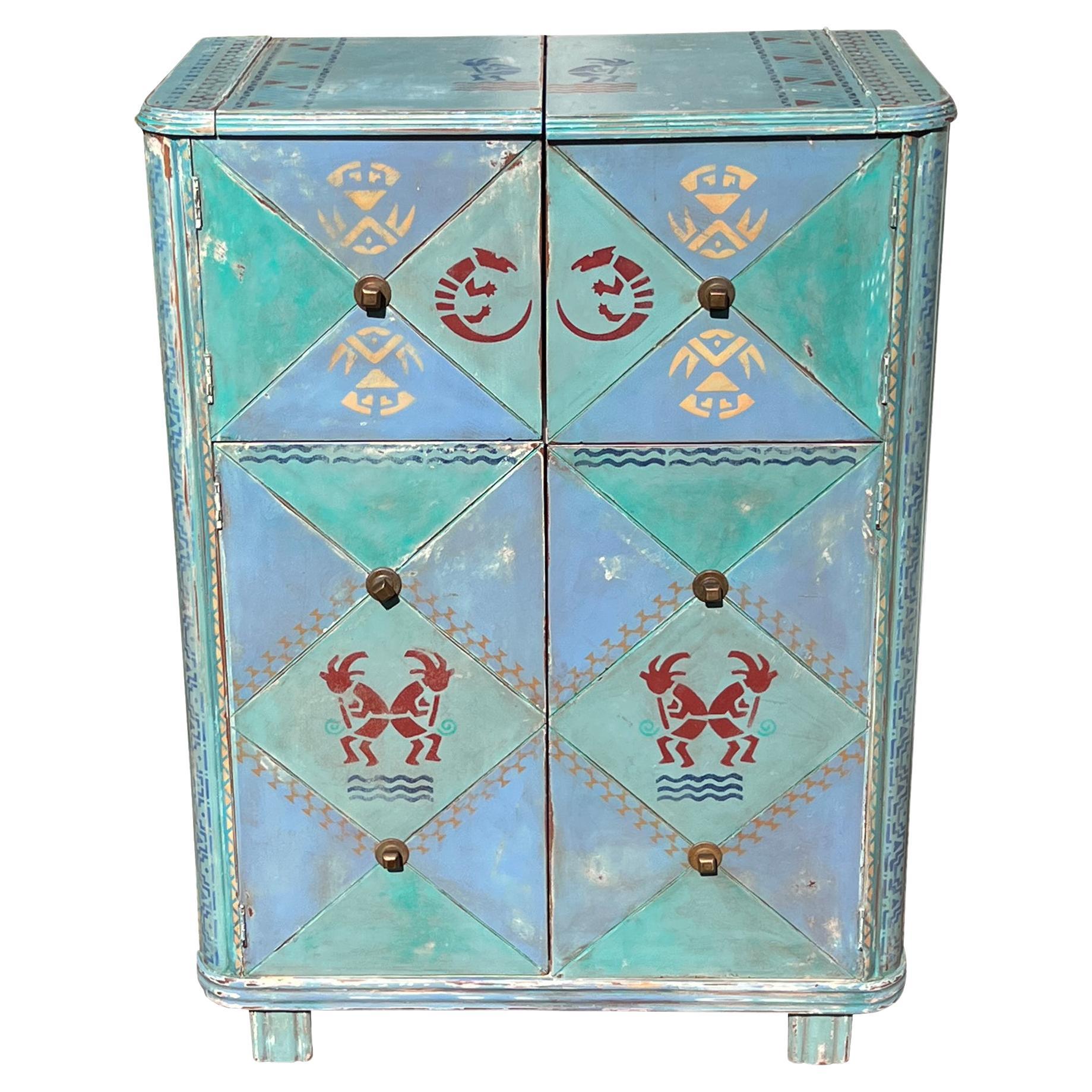 Mobile bar a secco in stile Art Déco dipinto a mano nel sud-ovest - Jonathan Parks Estate