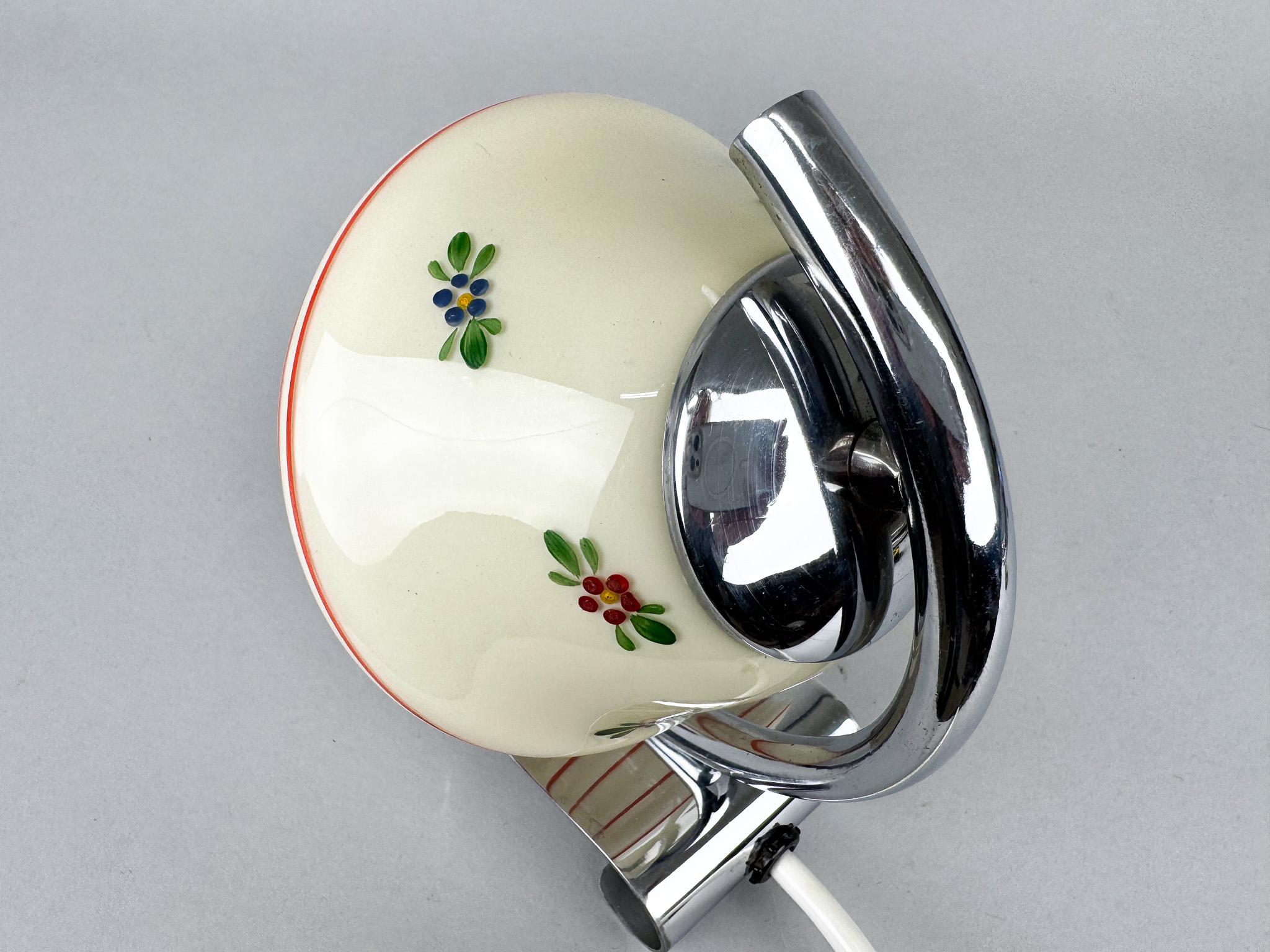 Art Deco Hand Painted Table or Bedside Lamp, Czechoslovakia 5