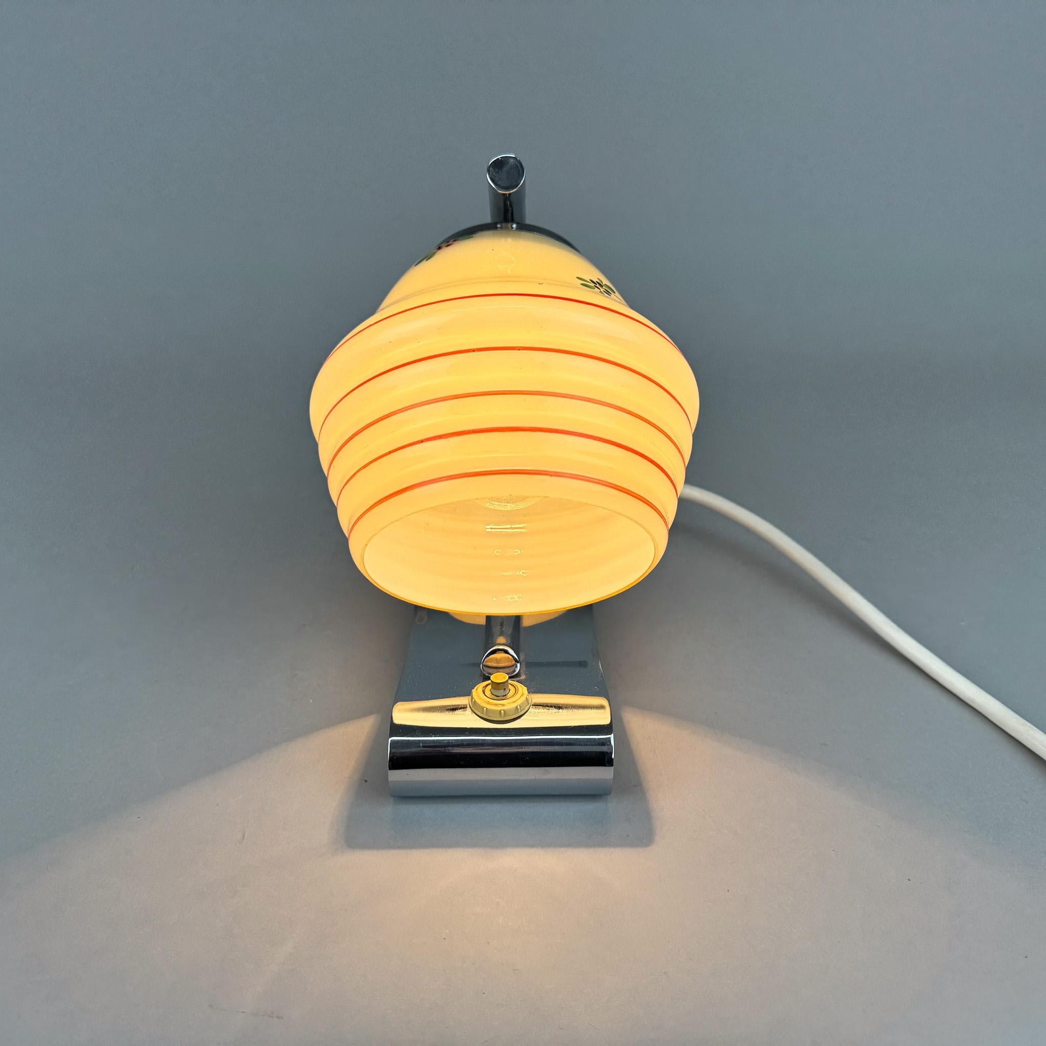 Art Deco Hand Painted Table or Bedside Lamp, Czechoslovakia 7