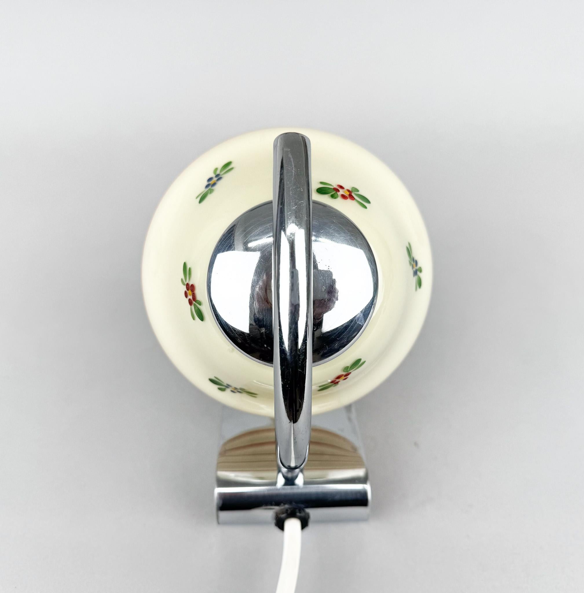 Art Deco Hand Painted Table or Bedside Lamp, Czechoslovakia 1