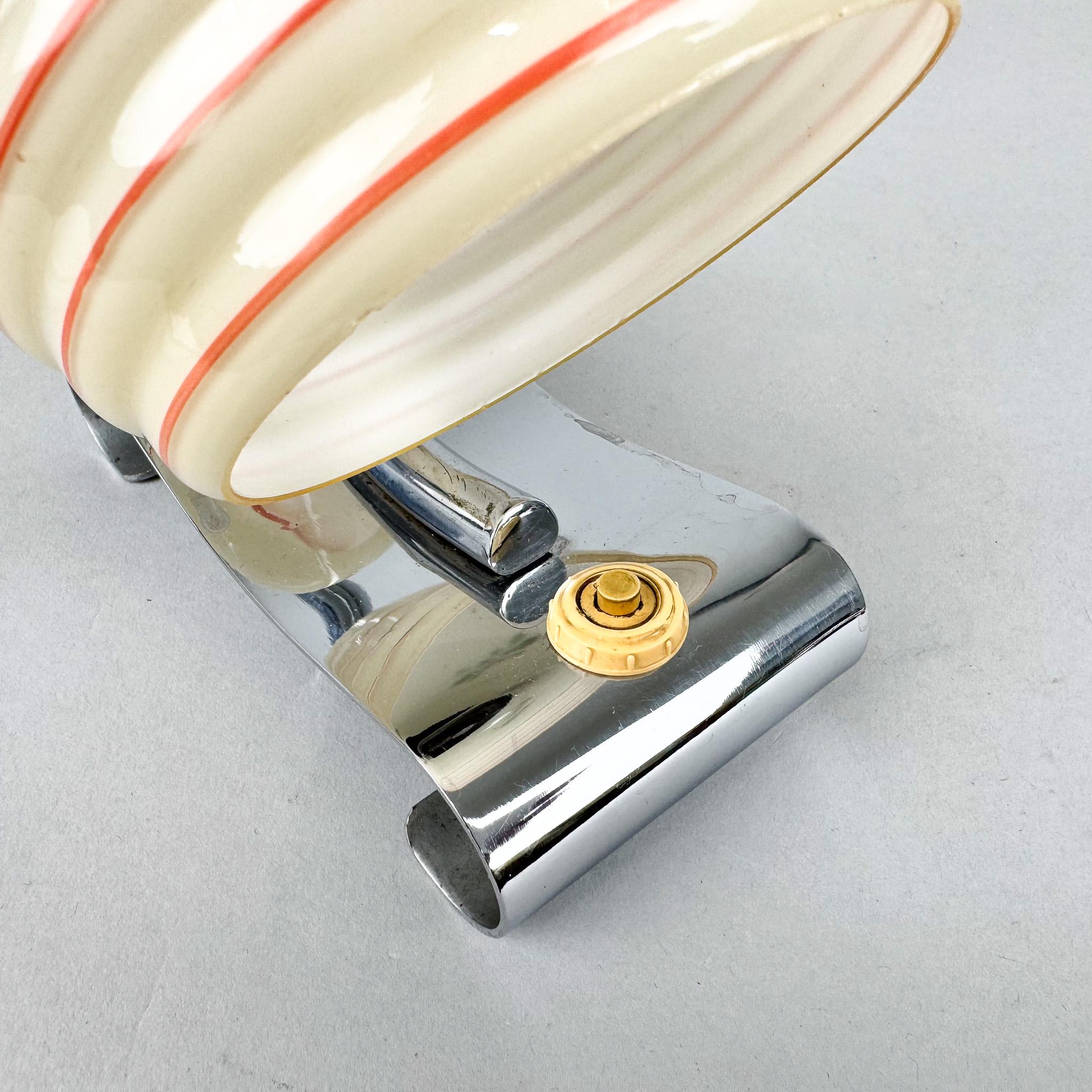Art Deco Hand Painted Table or Bedside Lamp, Czechoslovakia 4