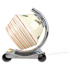 Art Deco Hand Painted Table or Bedside Lamp, Czechoslovakia