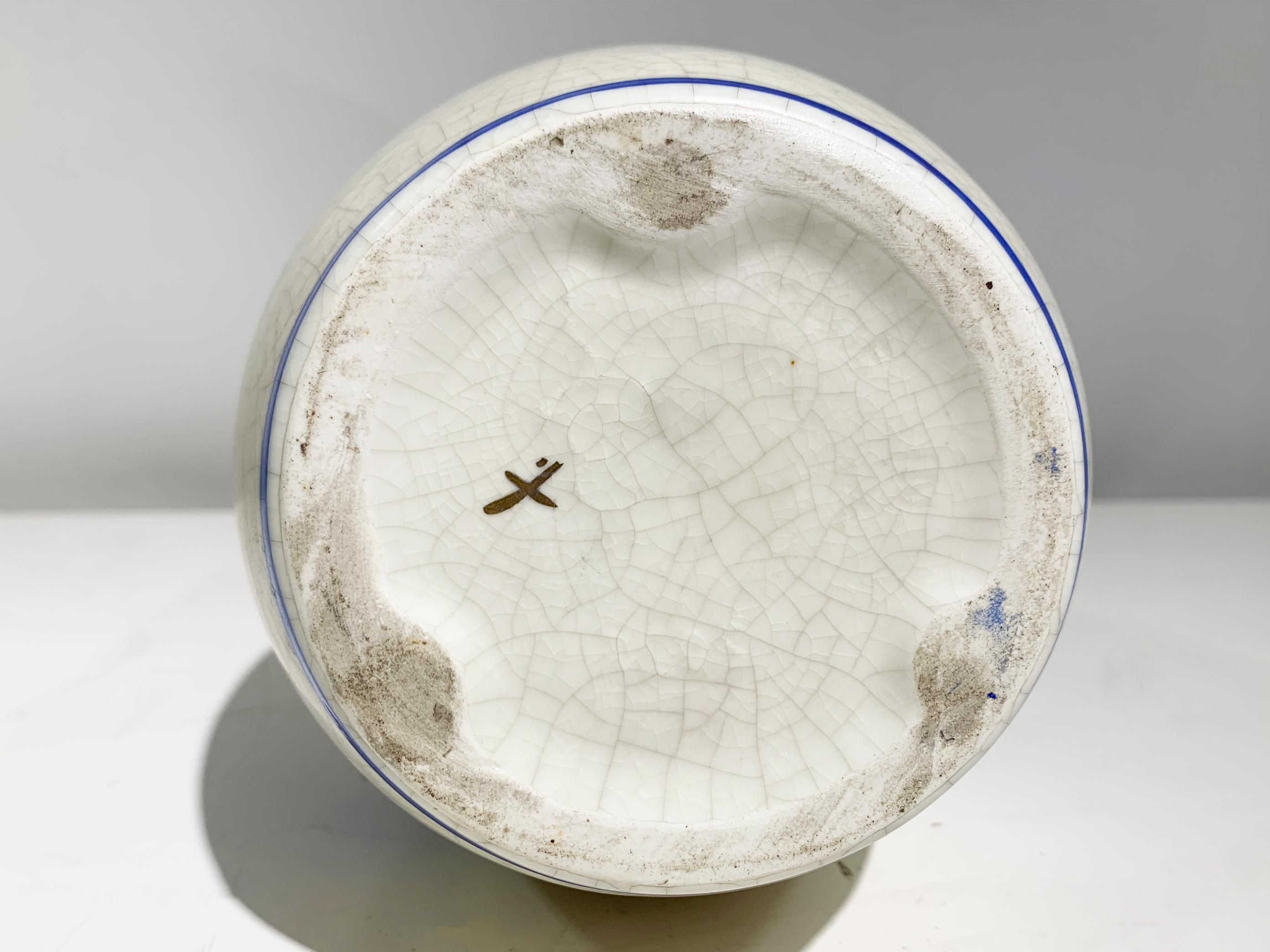 Ceramica Vaso Art Déco dipinto a mano, motivi geometrici, Francia in vendita