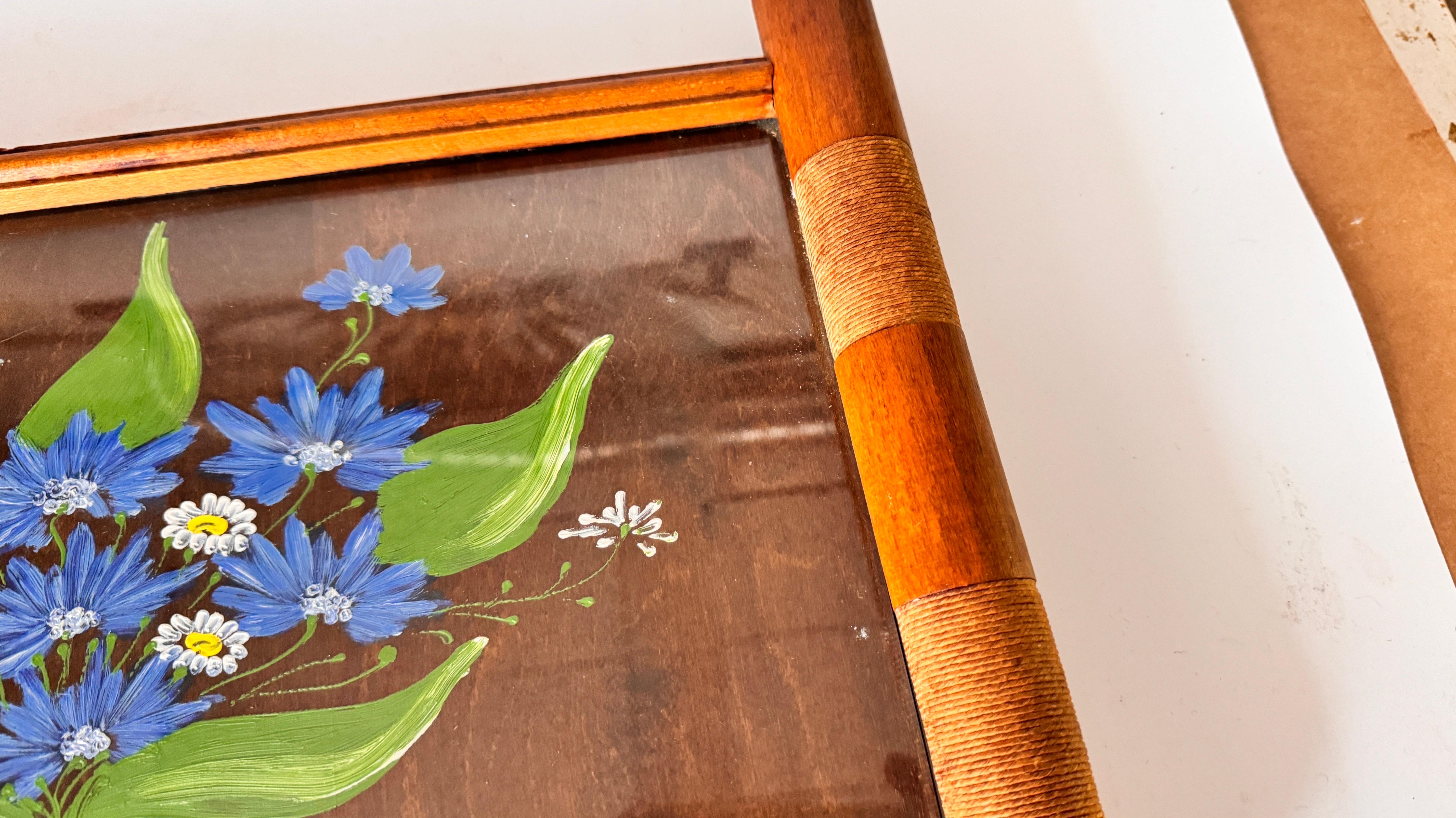 Bandeja de Madera Pintada a Mano Art Decó Color Marrón  Francia 1940 en Bueno estado para la venta en Auribeau sur Siagne, FR