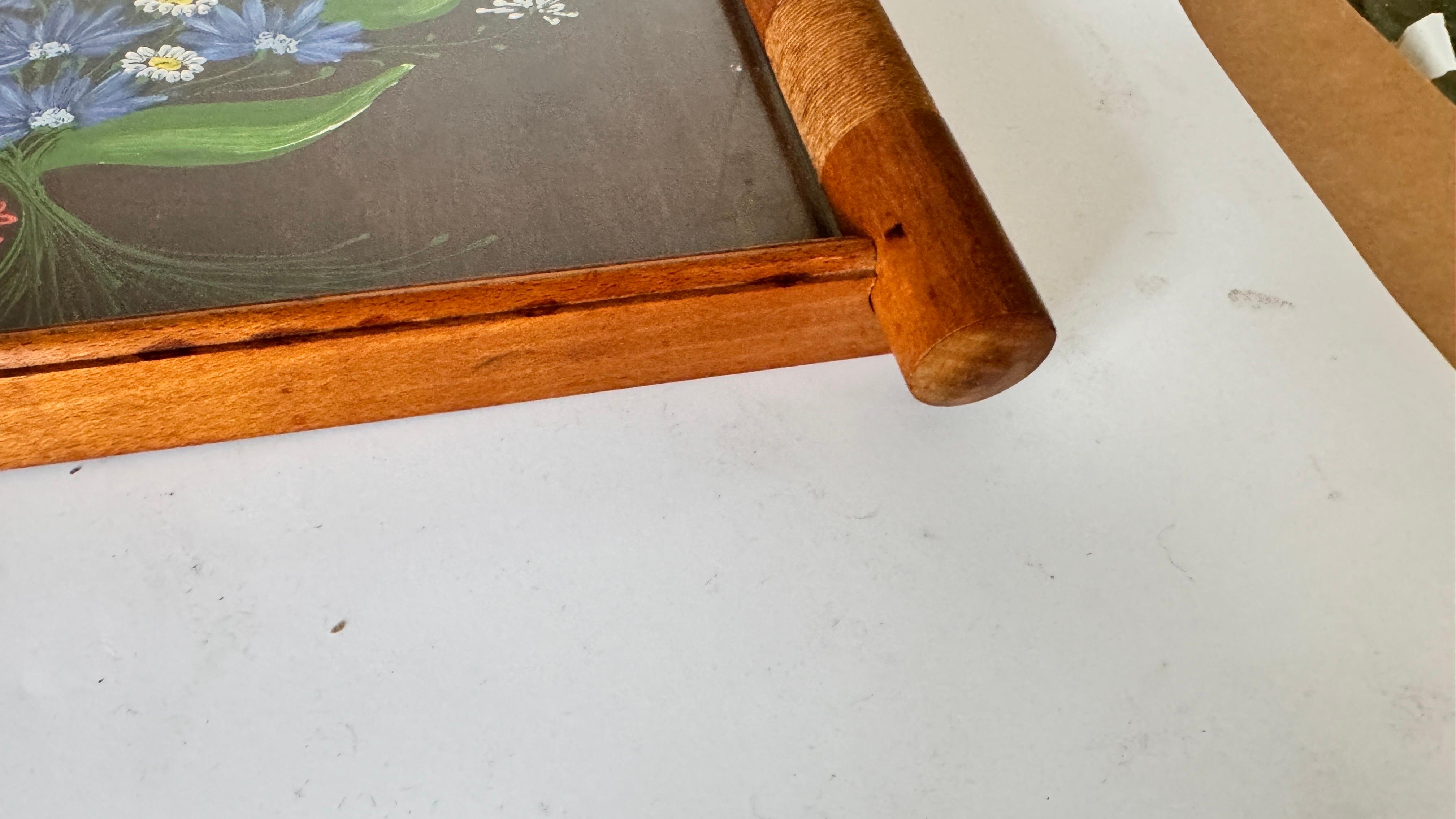 Bandeja de Madera Pintada a Mano Art Decó Color Marrón  Francia 1940 mediados del siglo XX en venta